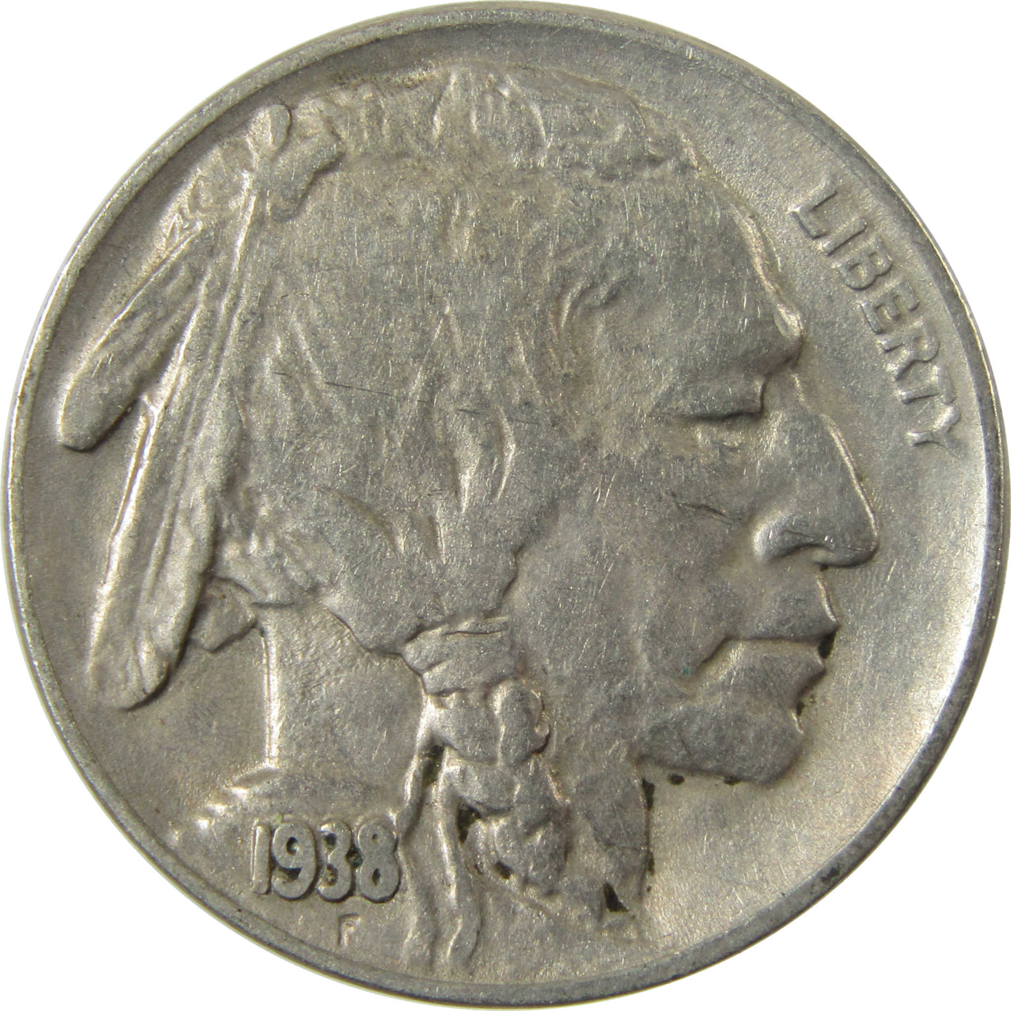 1938 D Indian Head Buffalo Nickel VF Very Fine 5c Coin SKU:I28331
