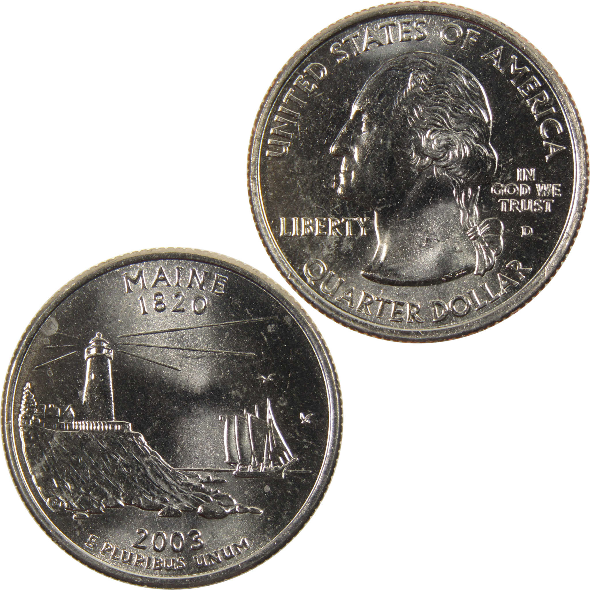 2003 D Maine State Quarter BU Uncirculated Clad 25c Coin