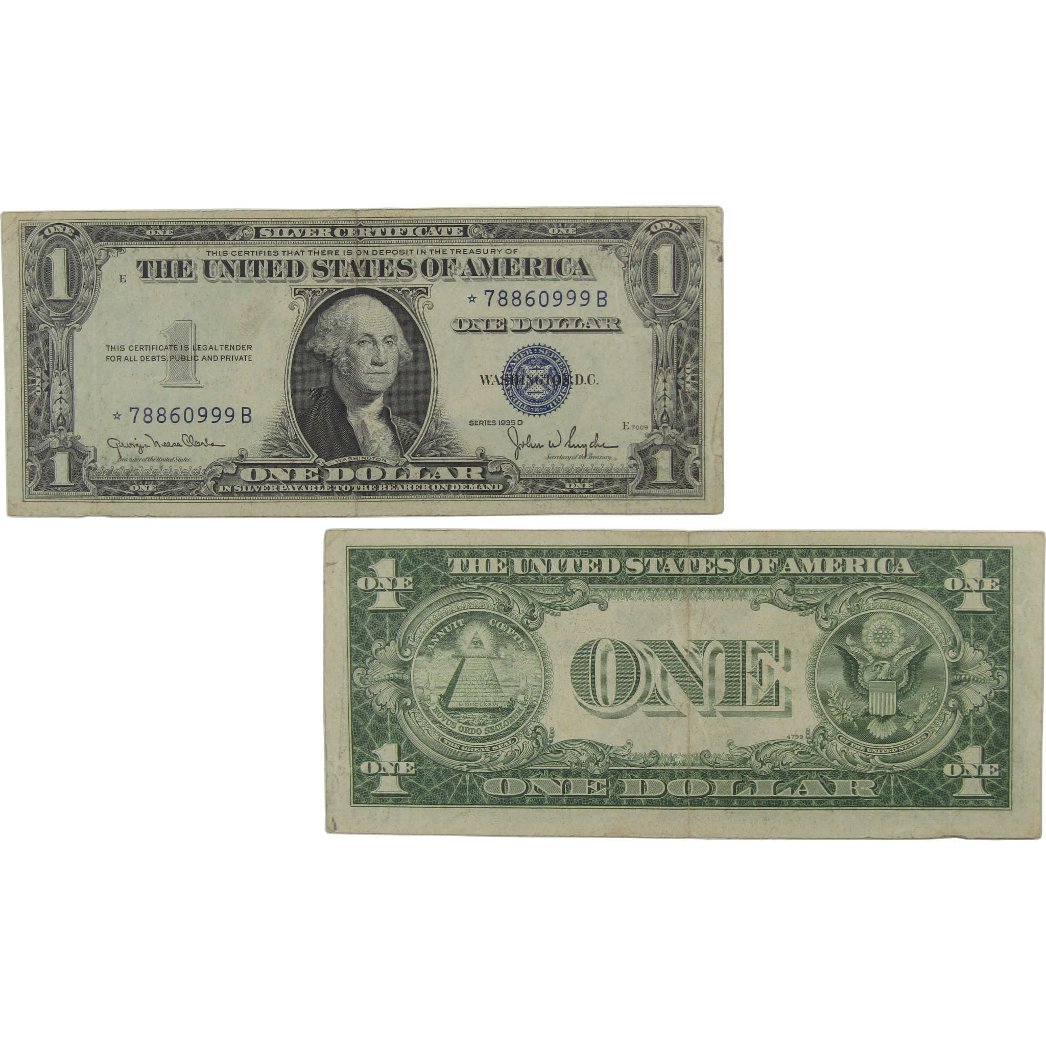 1935 D $1 Silver Certificate Fr 1613W F Fine Wide Design Star Note