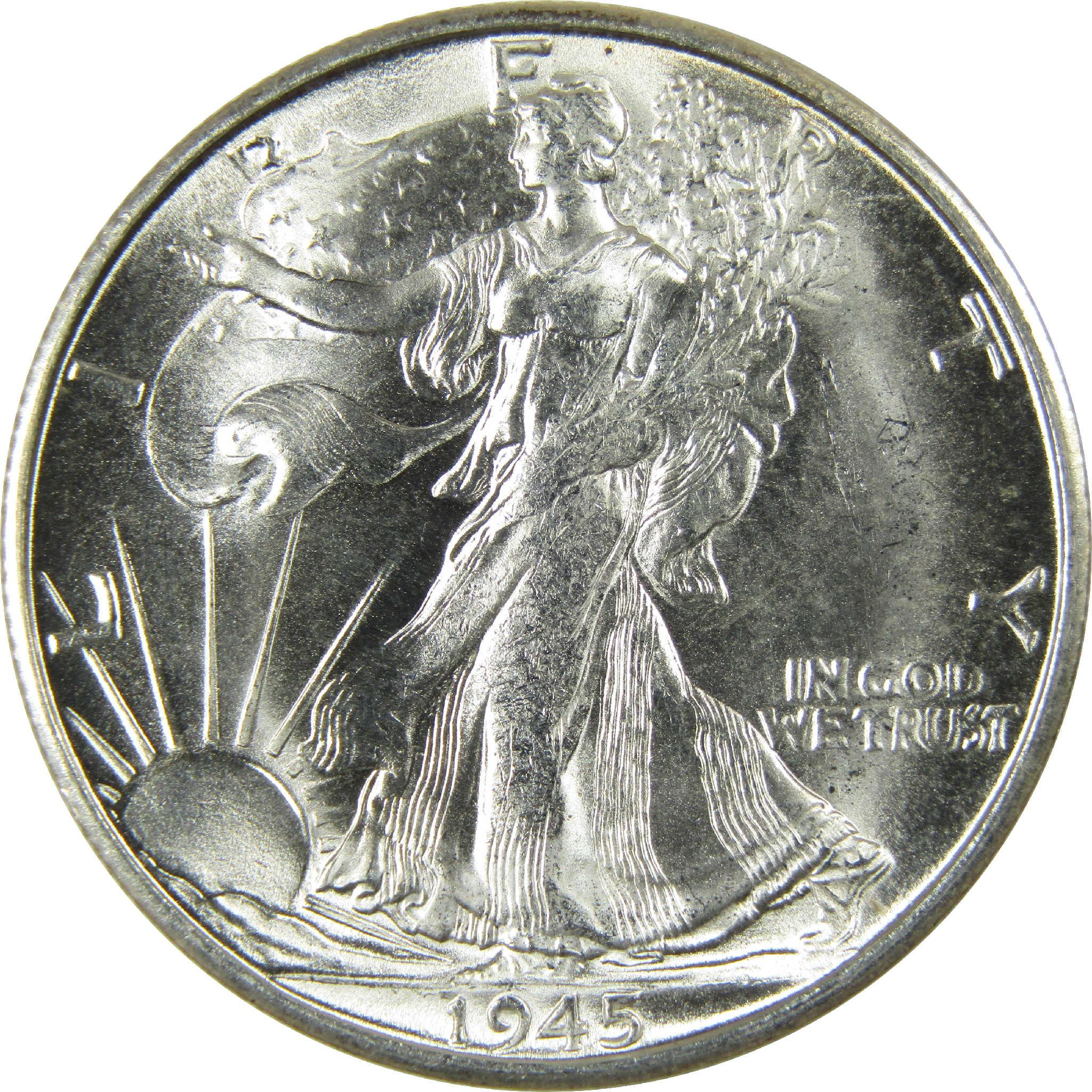 1945 S Liberty Walking Silver Half Dollar BU Very Choice Uncirculated