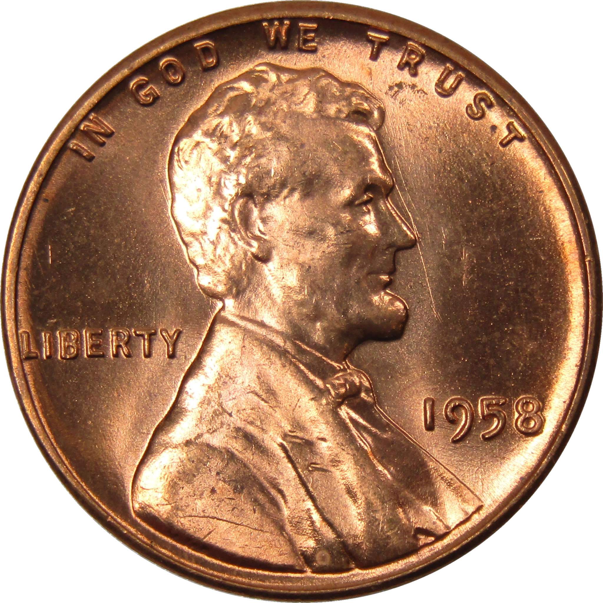 1958 Lincoln Wheat Cent Uncirculated Mint State Penny 1c Coin
