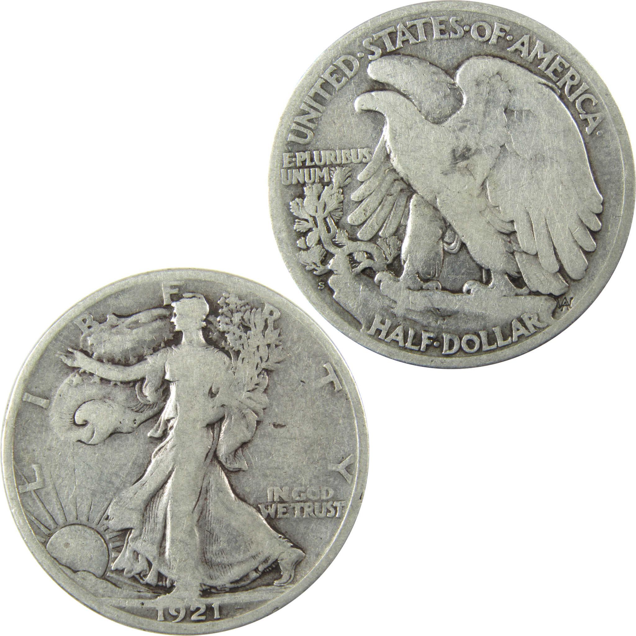 1921 S Liberty Walking Silver 50c VG Very Good Details SKU:CP1434