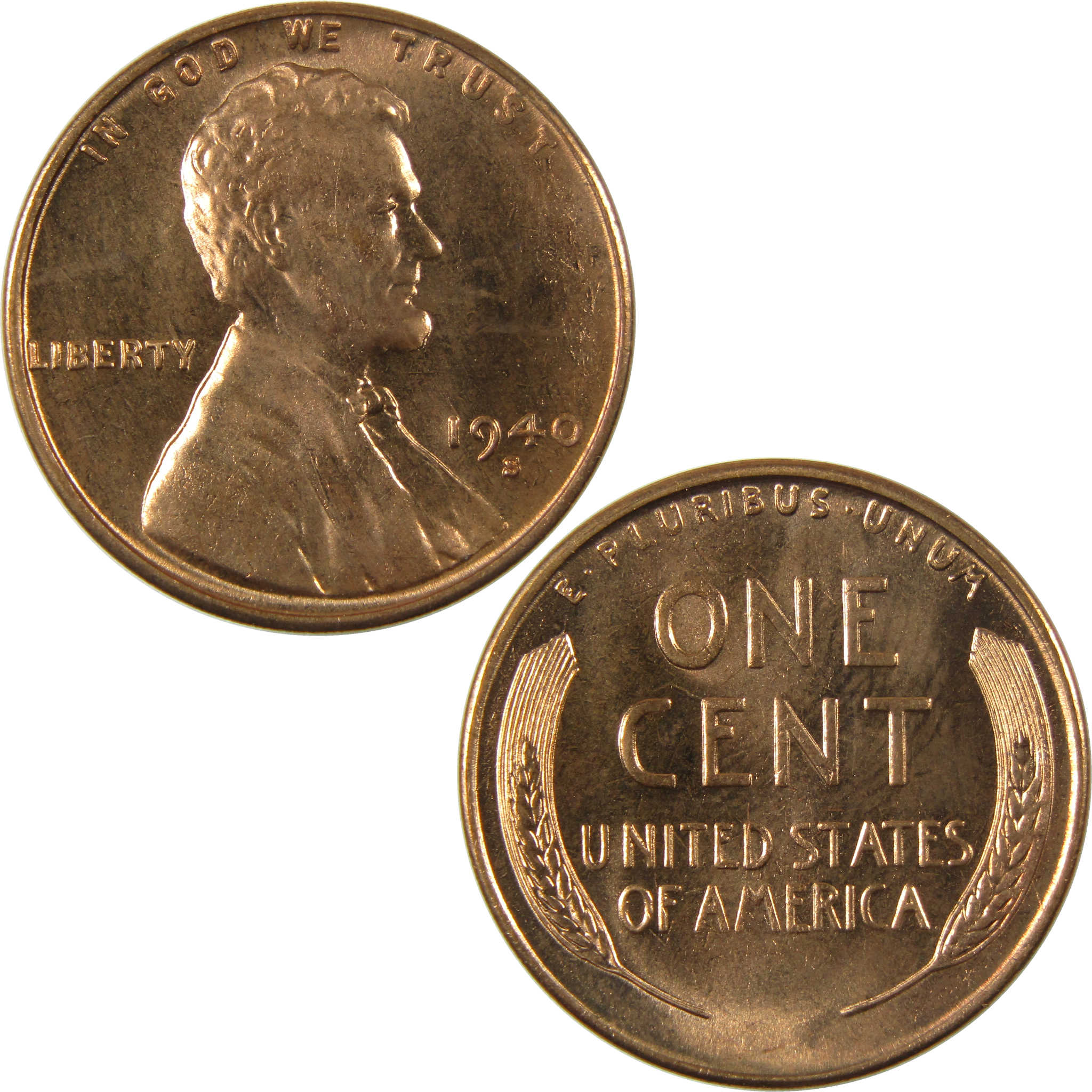 1940 S Lincoln Wheat Cent Uncirculated Mint State Penny 1c Coin