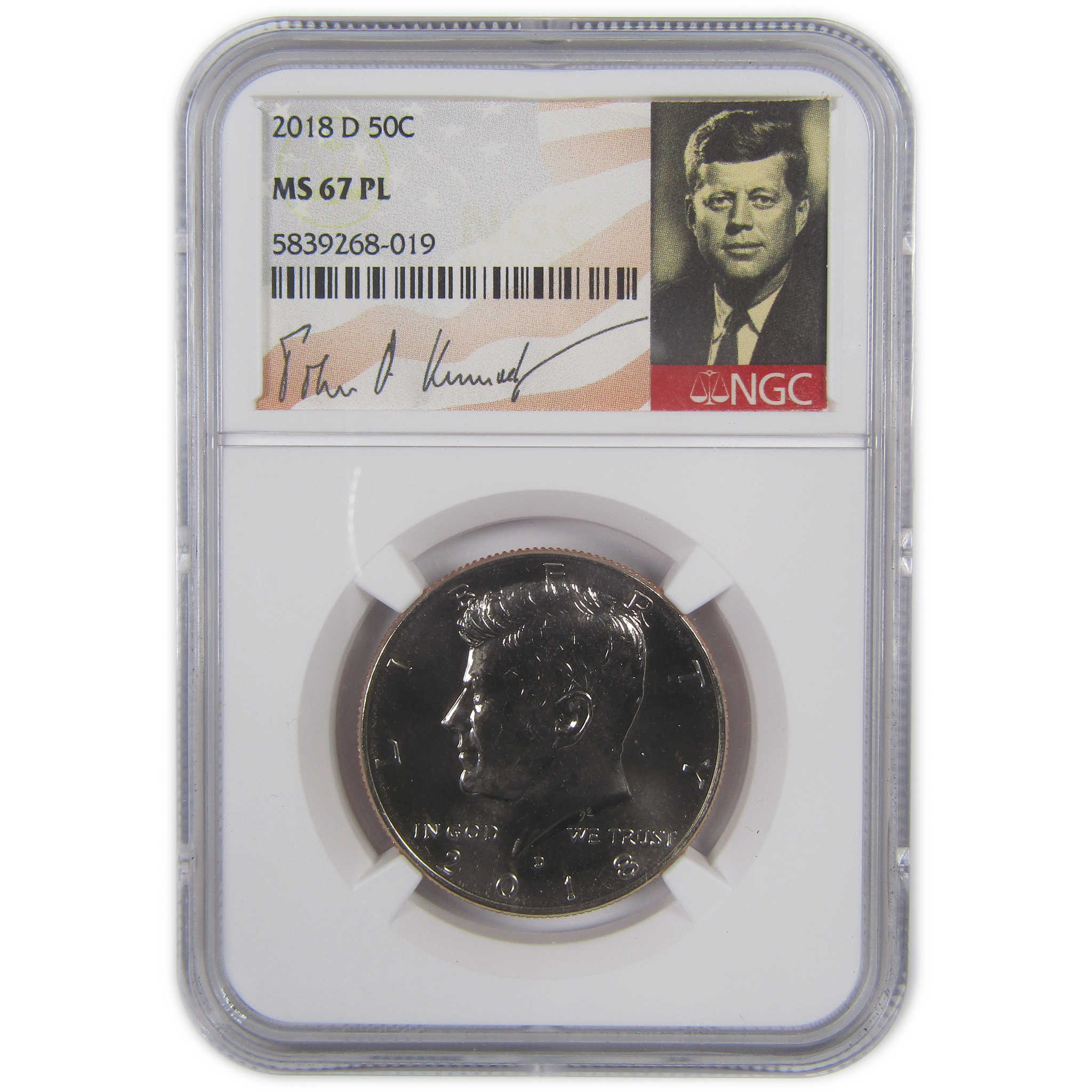 2018 D Kennedy Half Dollar MS 67 PL NGC Clad Proof-Like SKU:CPC9764