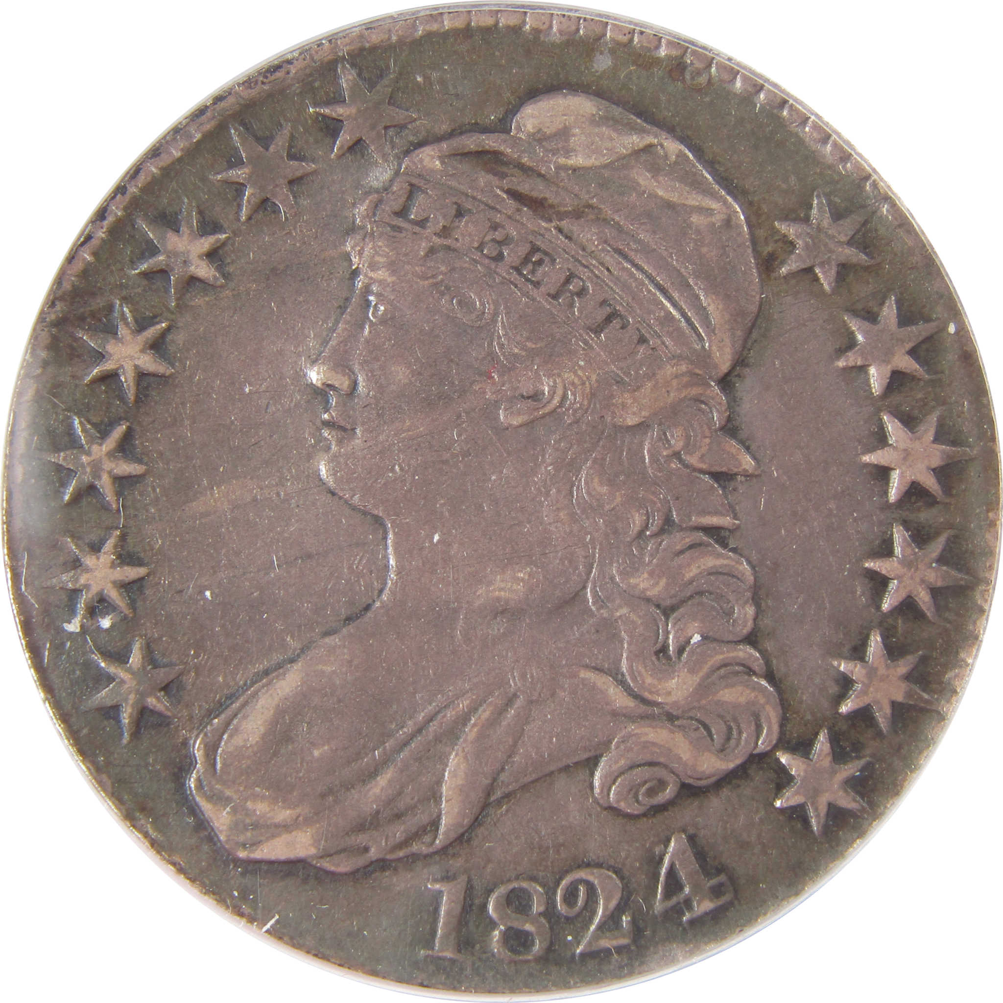 1824/4 O-110 Capped Bust Silver Half Dollar VF 35 ANACS SKU:I25613