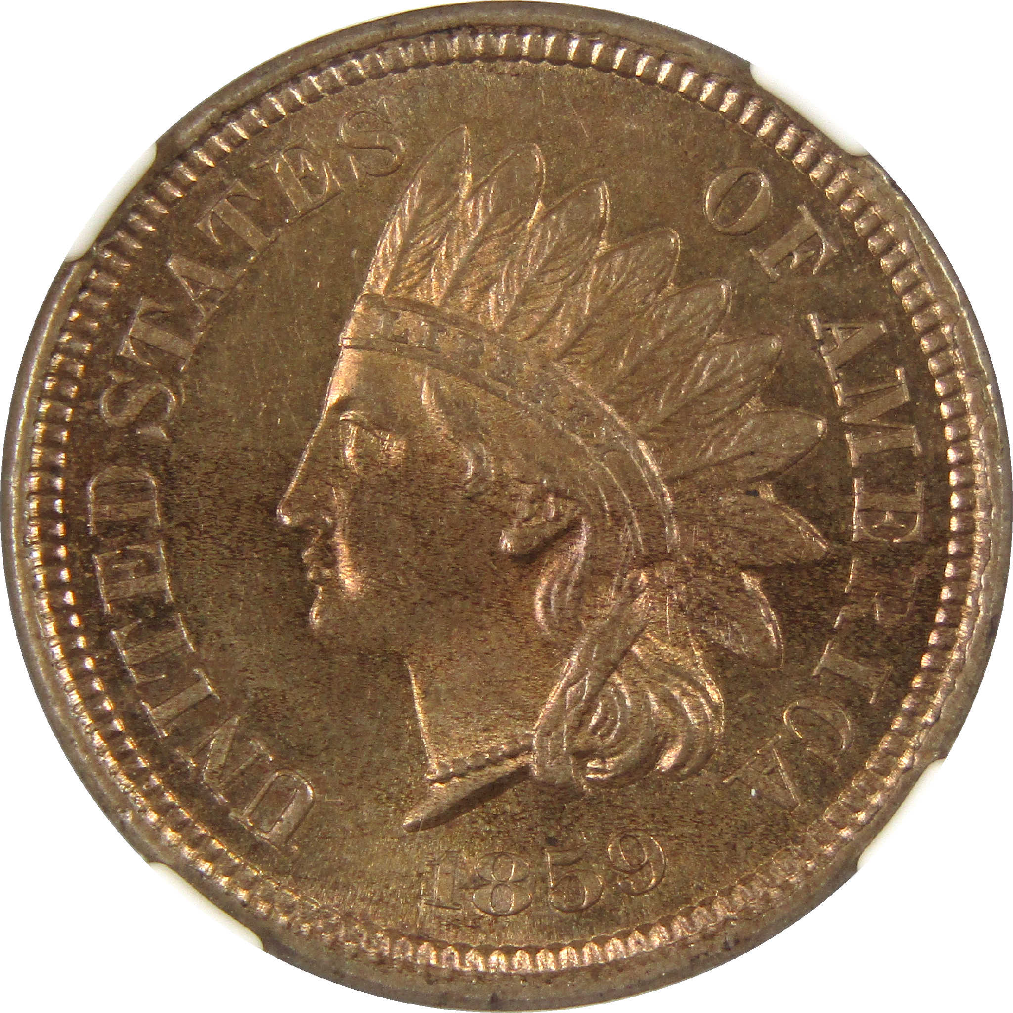 1859 Indian Head Cent MS 64 NGC Copper-Nickel 1c Unc SKU:I11384