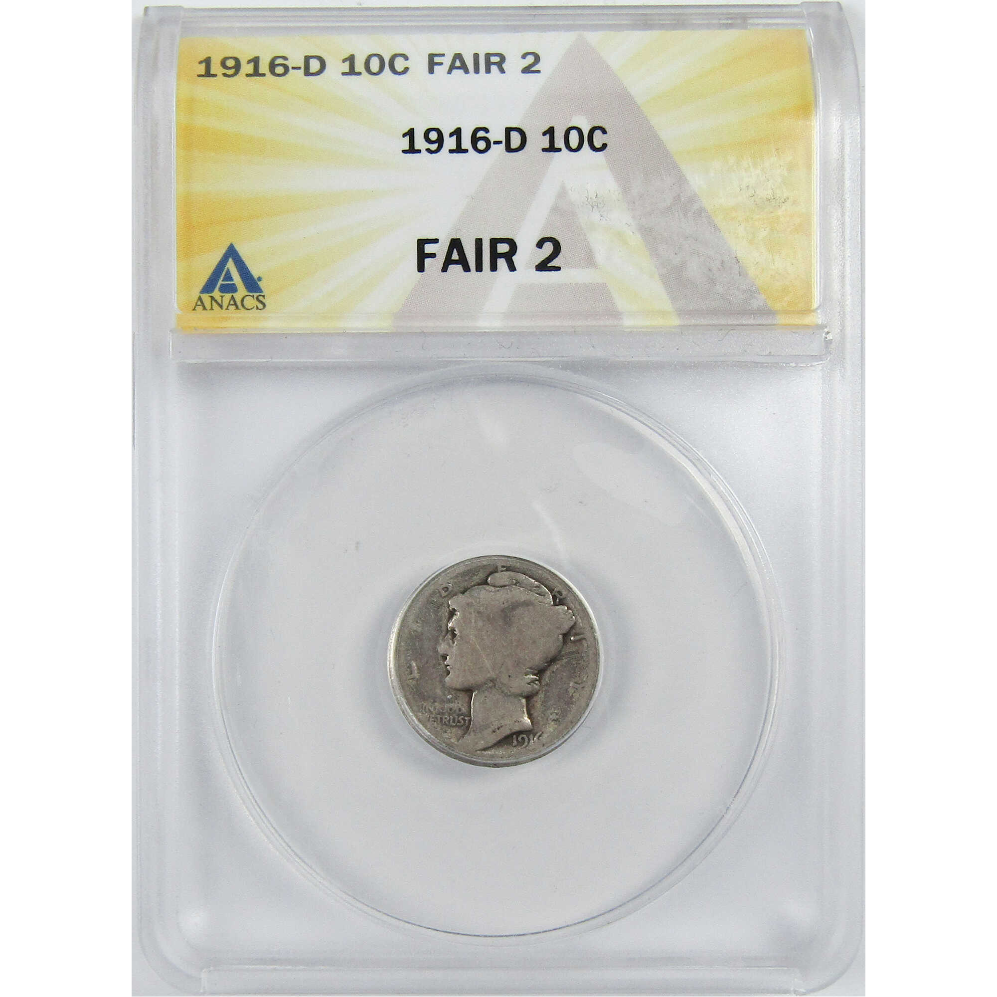 1916 D Mercury Dime FR 2 ANACS Silver 10c Coin SKU:I12909