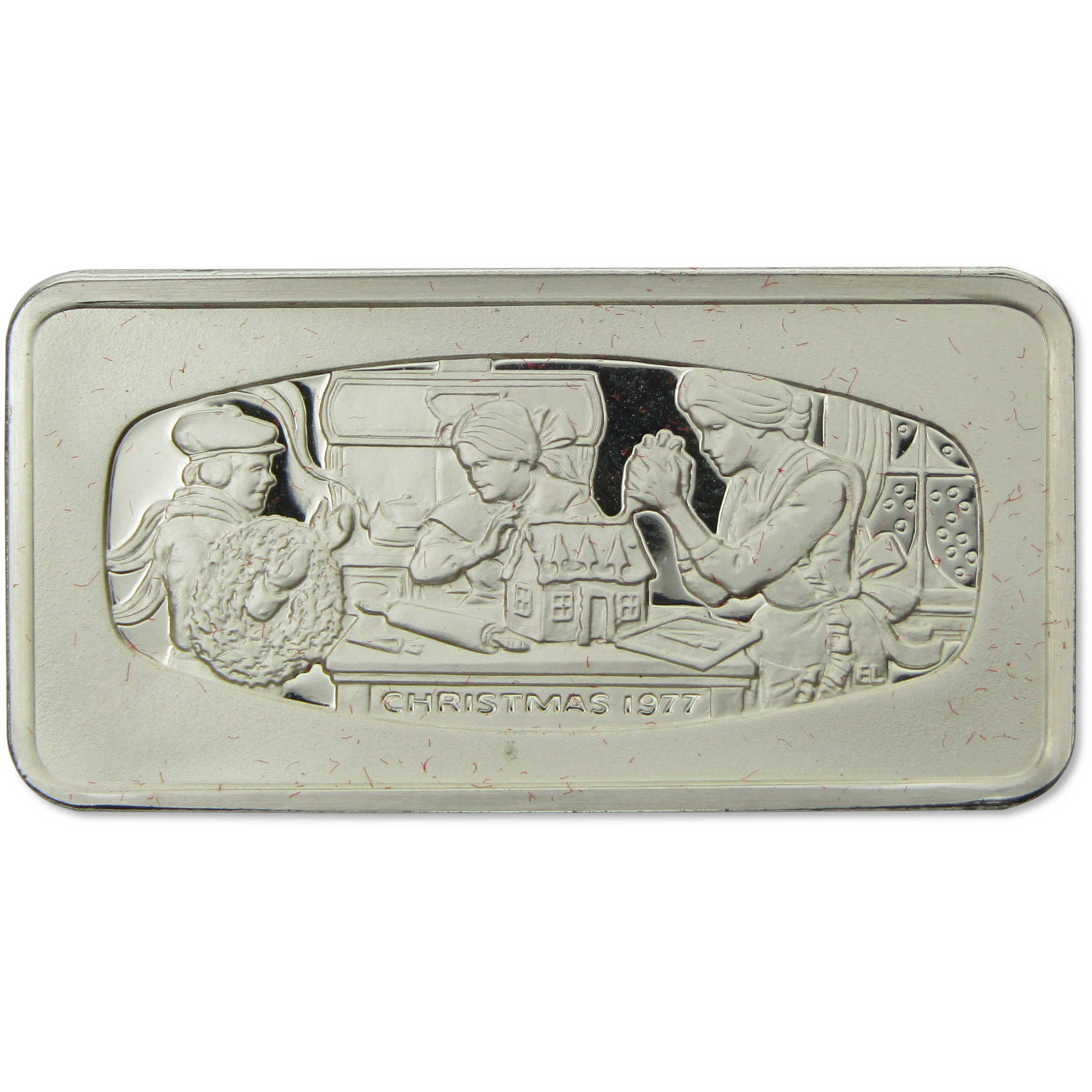 1977 Christmas Gingerbread 500 grain Sterling Silver Bar SKU:CPC7888