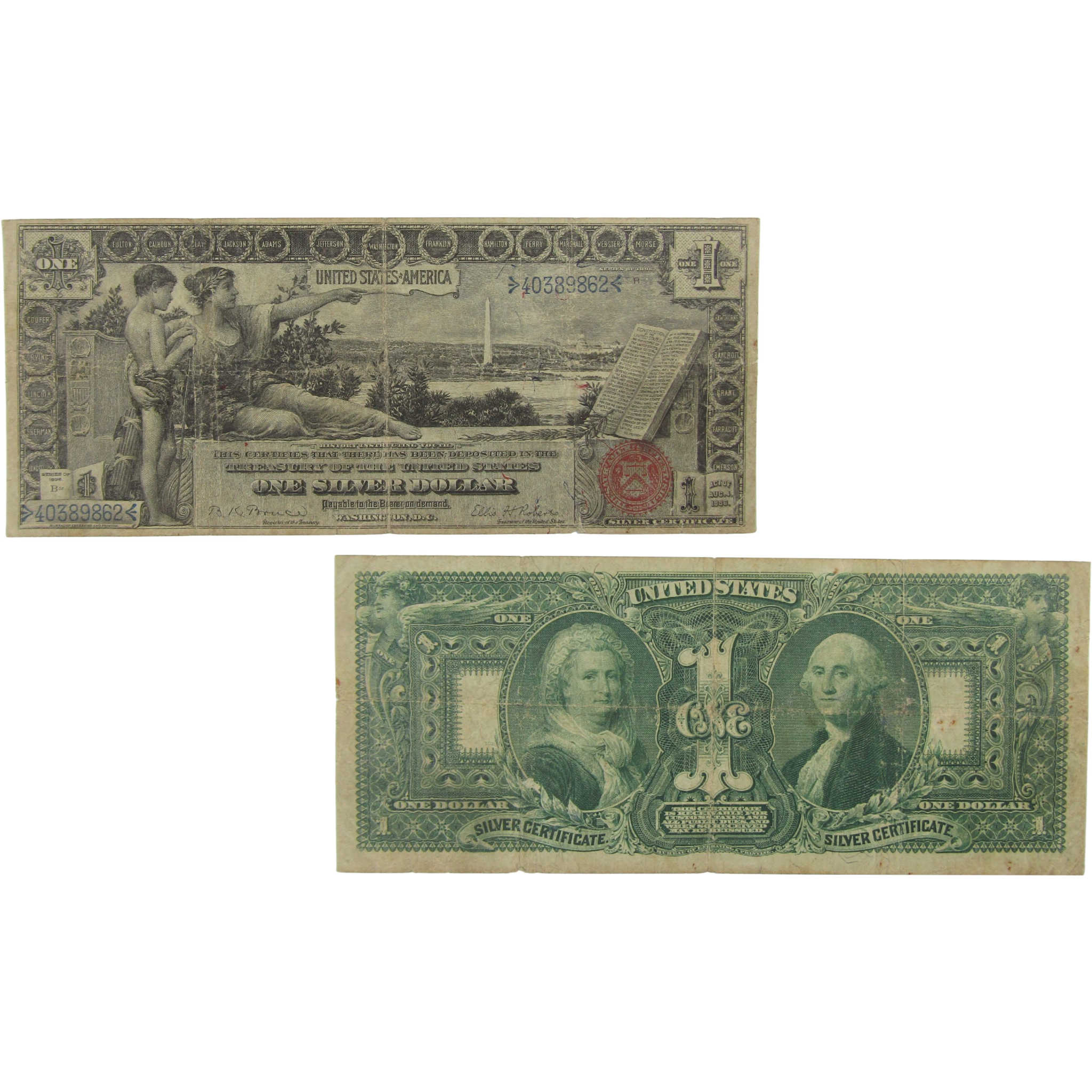 1896 $1 Silver Certificate Educational Note F Fine Currency SKU:I23176