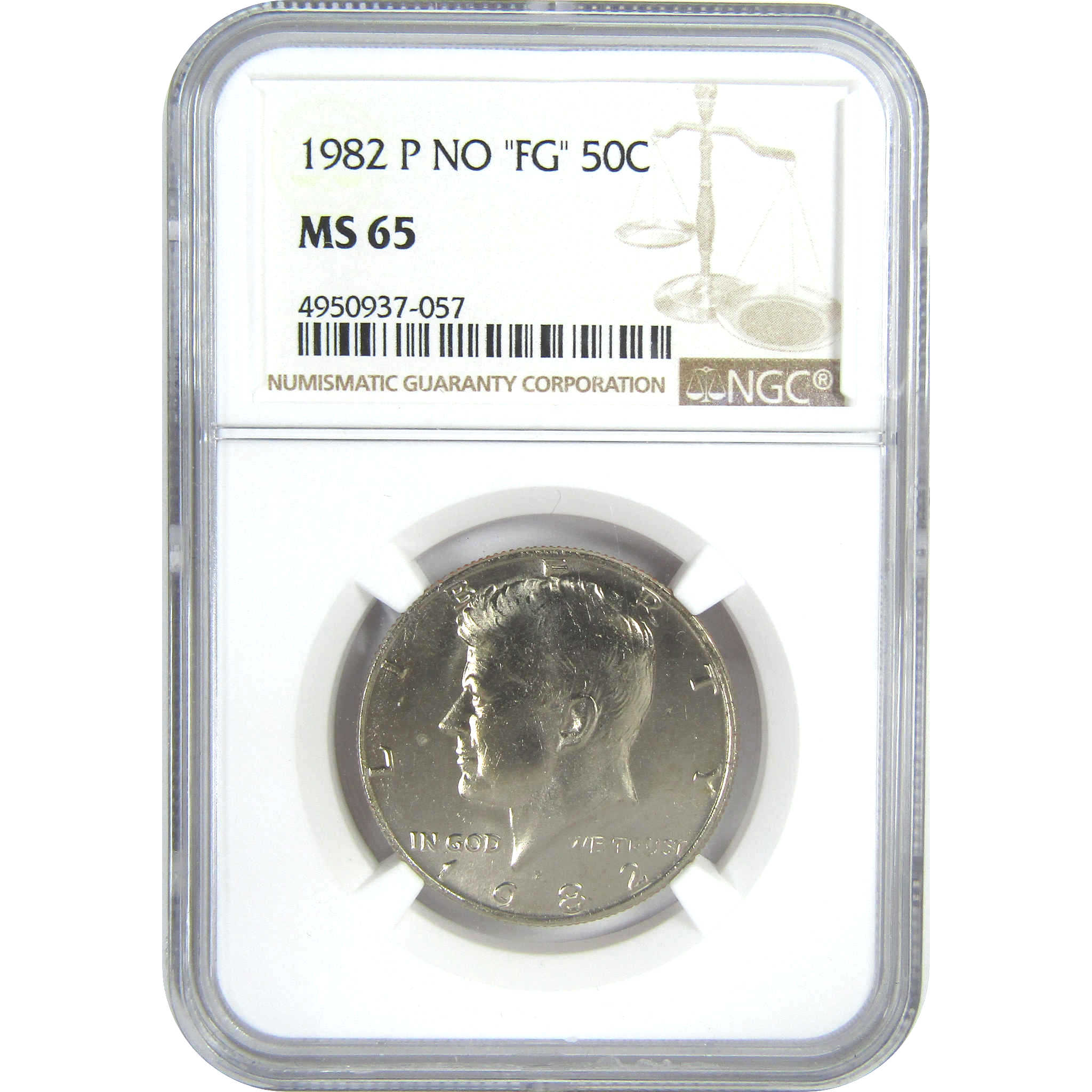 1982 P No 'FG' Kennedy Half Dollar MS 65 NGC Clad SKU:CPC9364