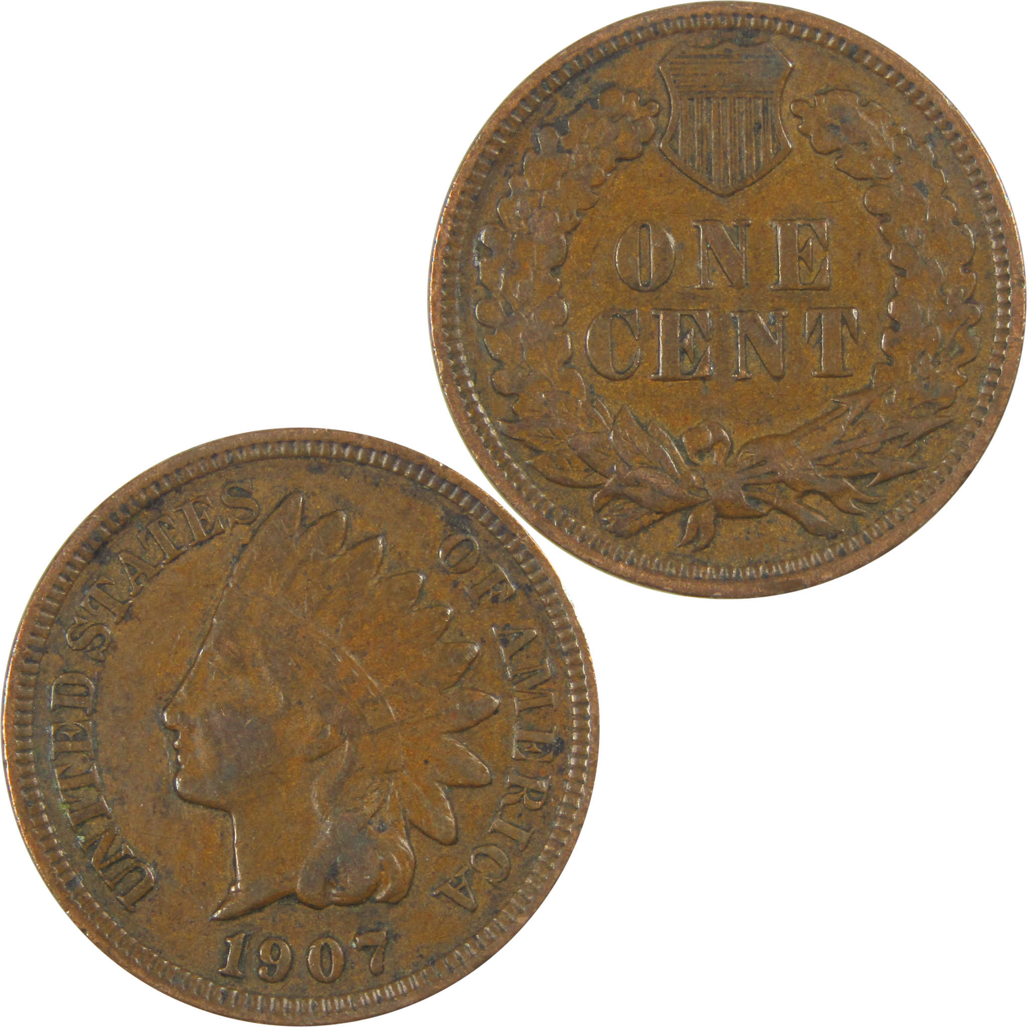 1907 Indian Head Cent XF EF Extremely Fine Penny 1c Coin SKU:I19573