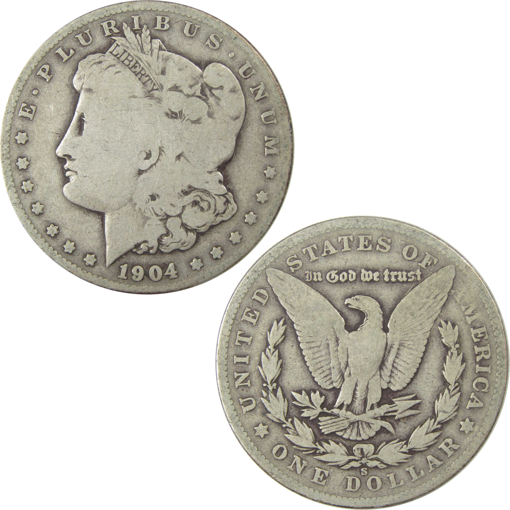 1904 S Morgan Dollar VG Very Good Details Silver $1 Coin SKU:CPC8911 - Morgan coin - Morgan silver dollar - Morgan silver dollar for sale - Profile Coins &amp; Collectibles