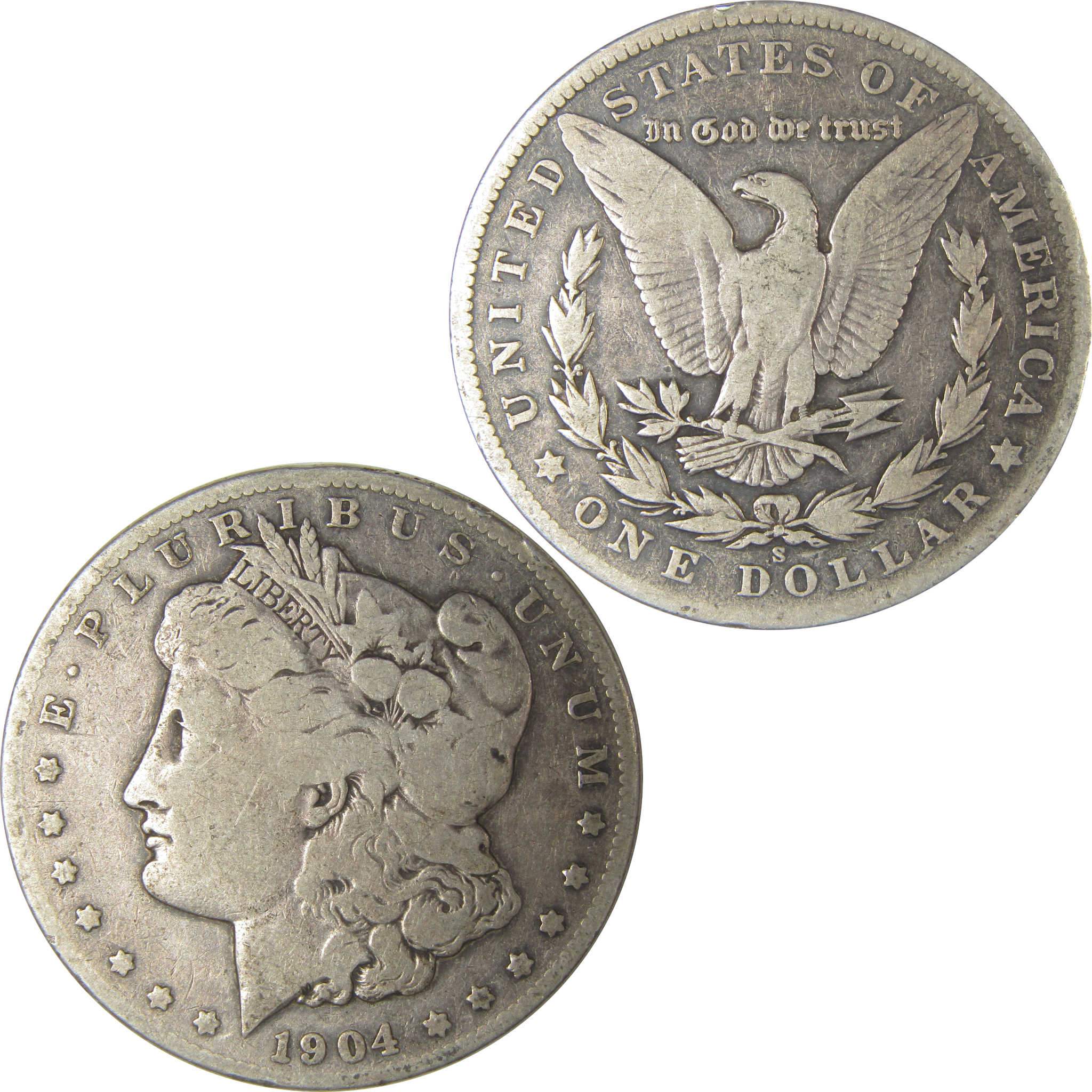 1904 S Morgan Dollar VG Very Good Silver $1 Coin SKU:I22510 - Morgan coin - Morgan silver dollar - Morgan silver dollar for sale - Profile Coins &amp; Collectibles