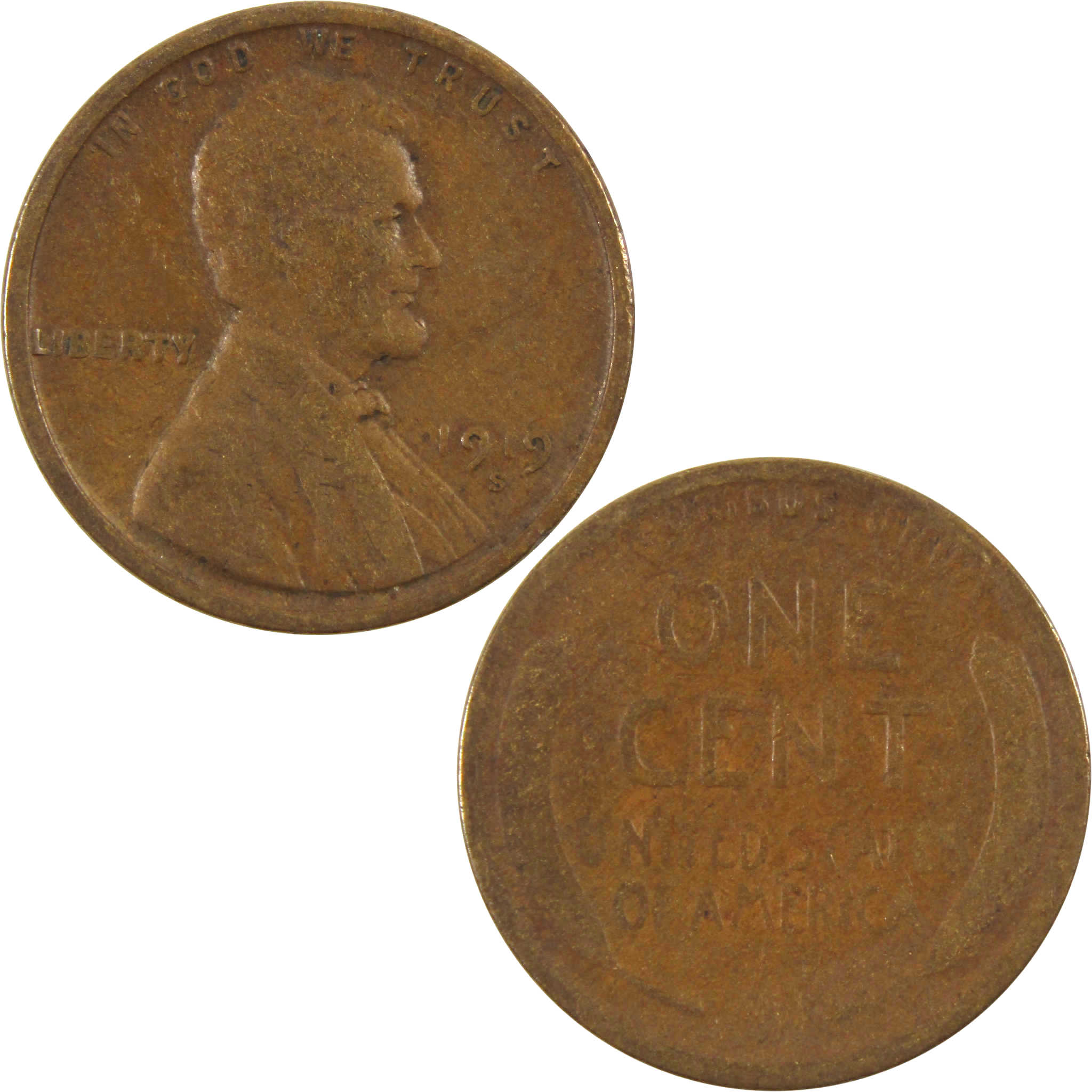 1919 S Lincoln Wheat Cent AG About Good Penny 1c Coin