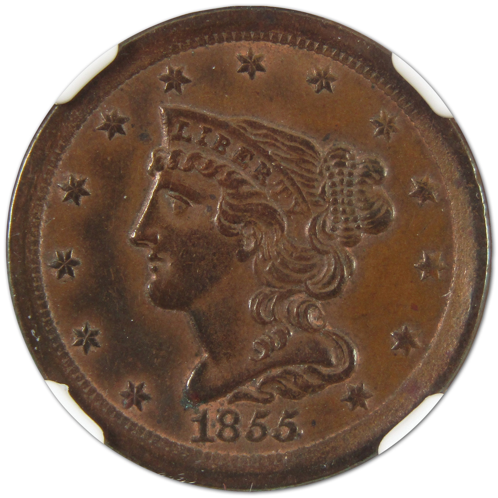 1855 C-1 Braided Hair Half Cent Uncirculated Details NGC SKU:I10768