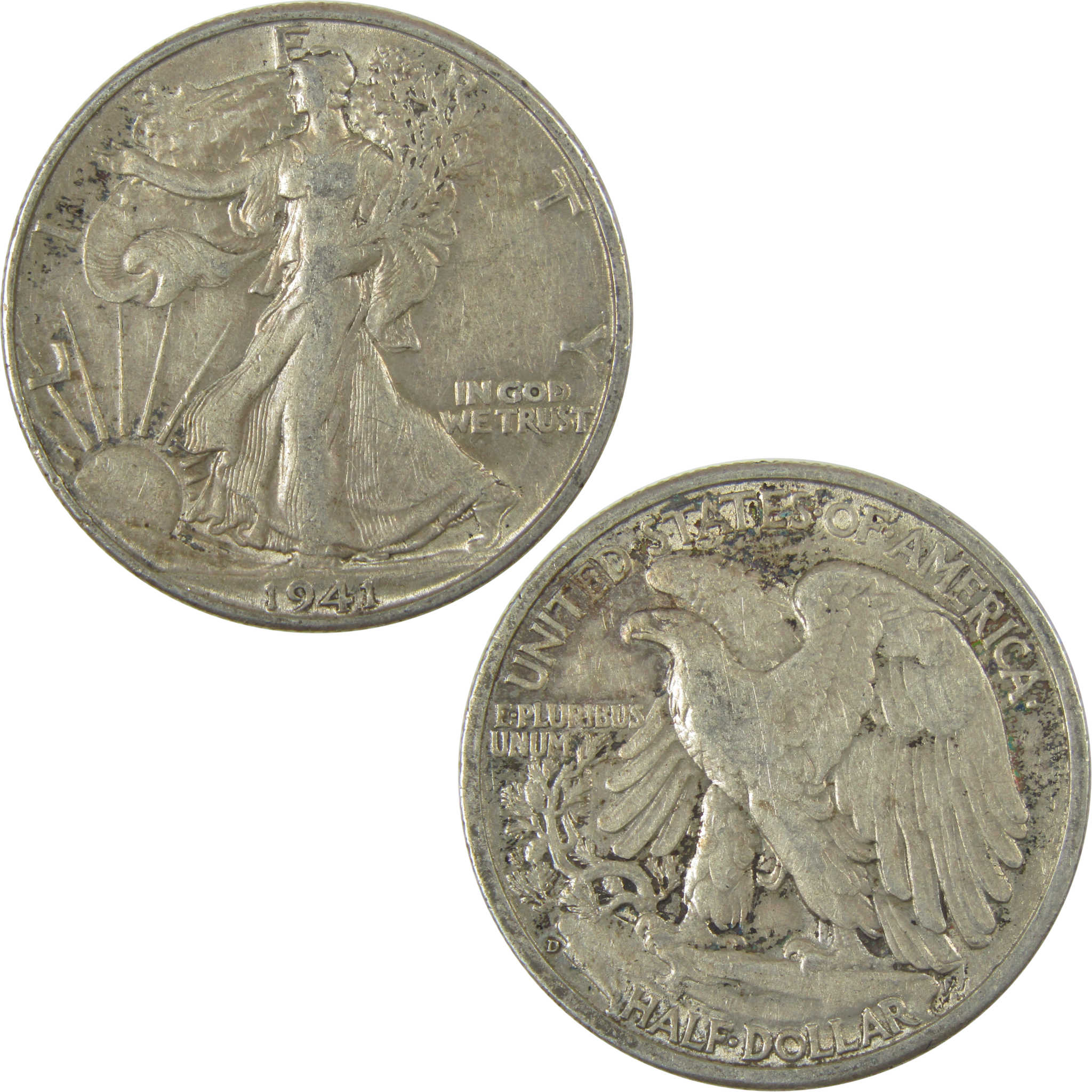1941 D Liberty Walking Half Dollar XF EF Extremely Fine SKU:CPC0543