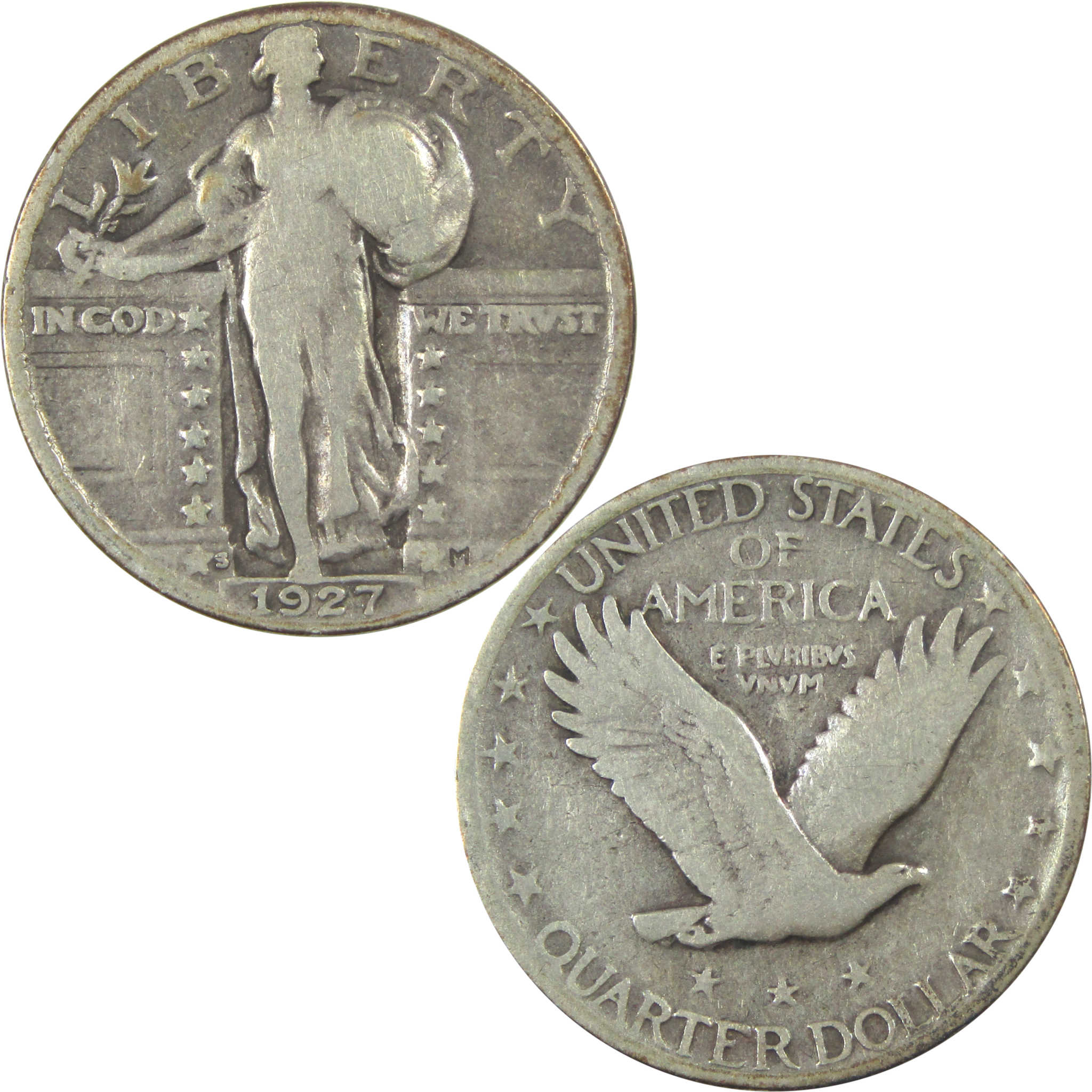 1927 S Standing Liberty Quarter VG Very Good Silver 25c SKU:I15328