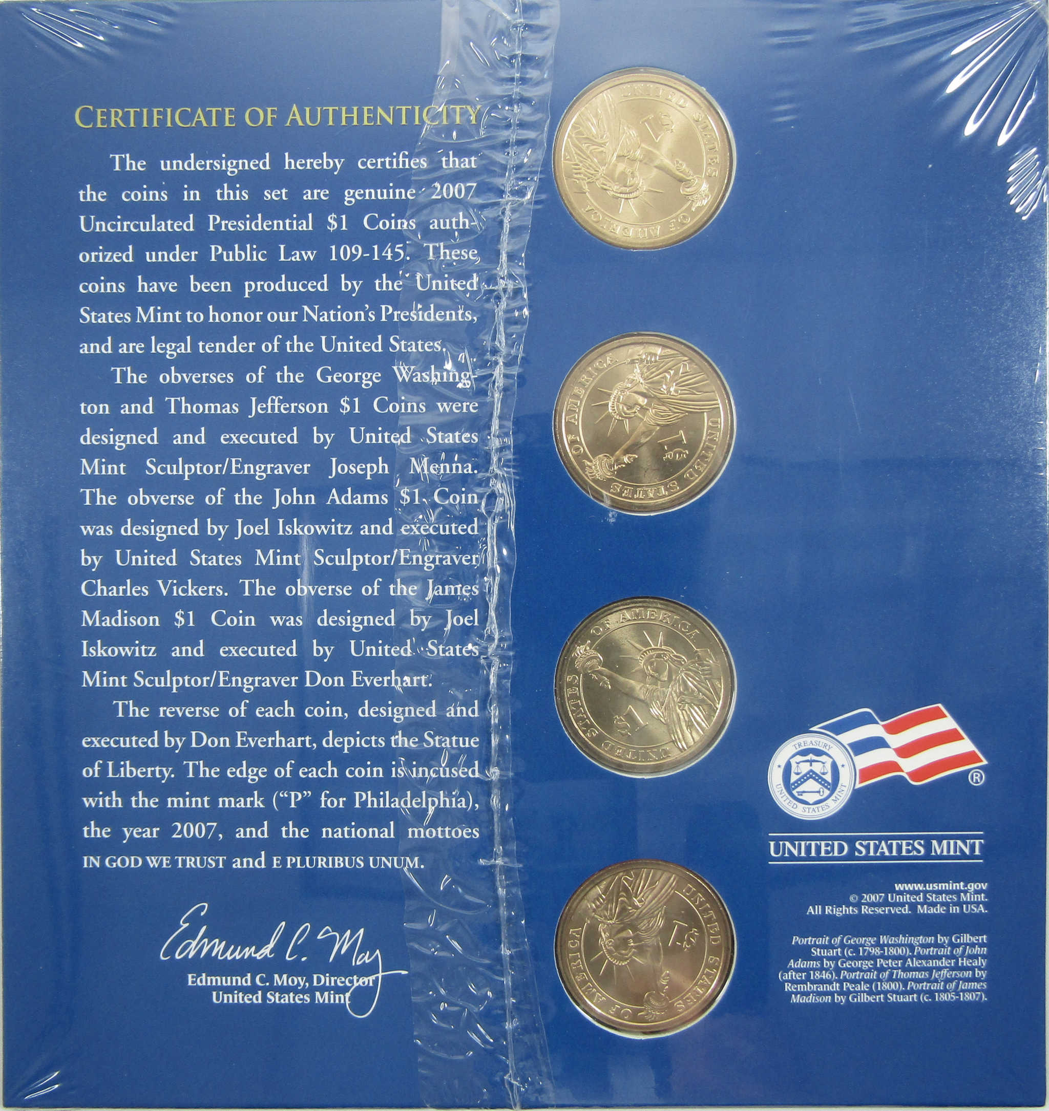 2007 P Presidential $1 Coin Uncirculated Set OGP COA SKU:CPC4292