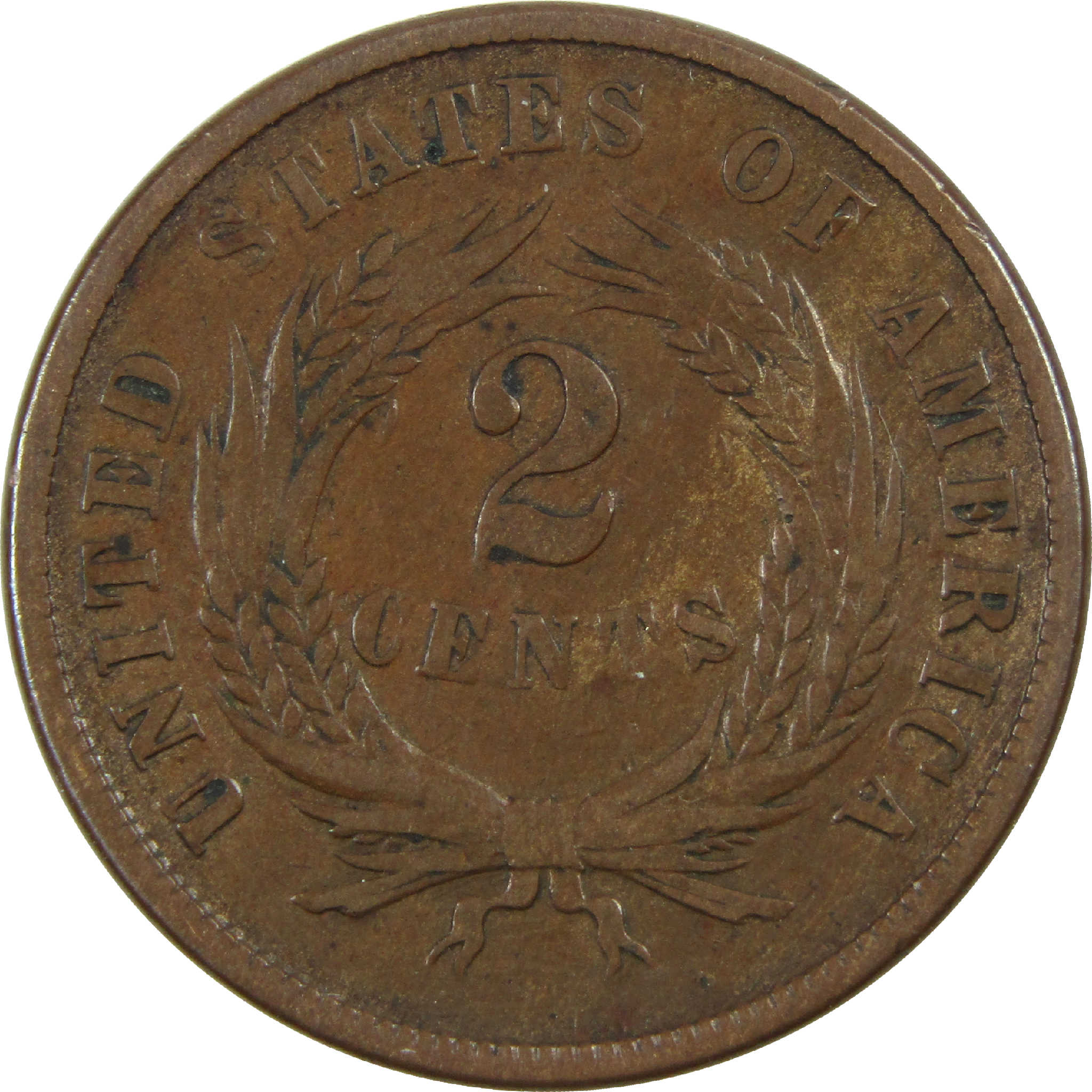 1865 Two Cent Piece VG Very Good 2c Coin SKU:I12586