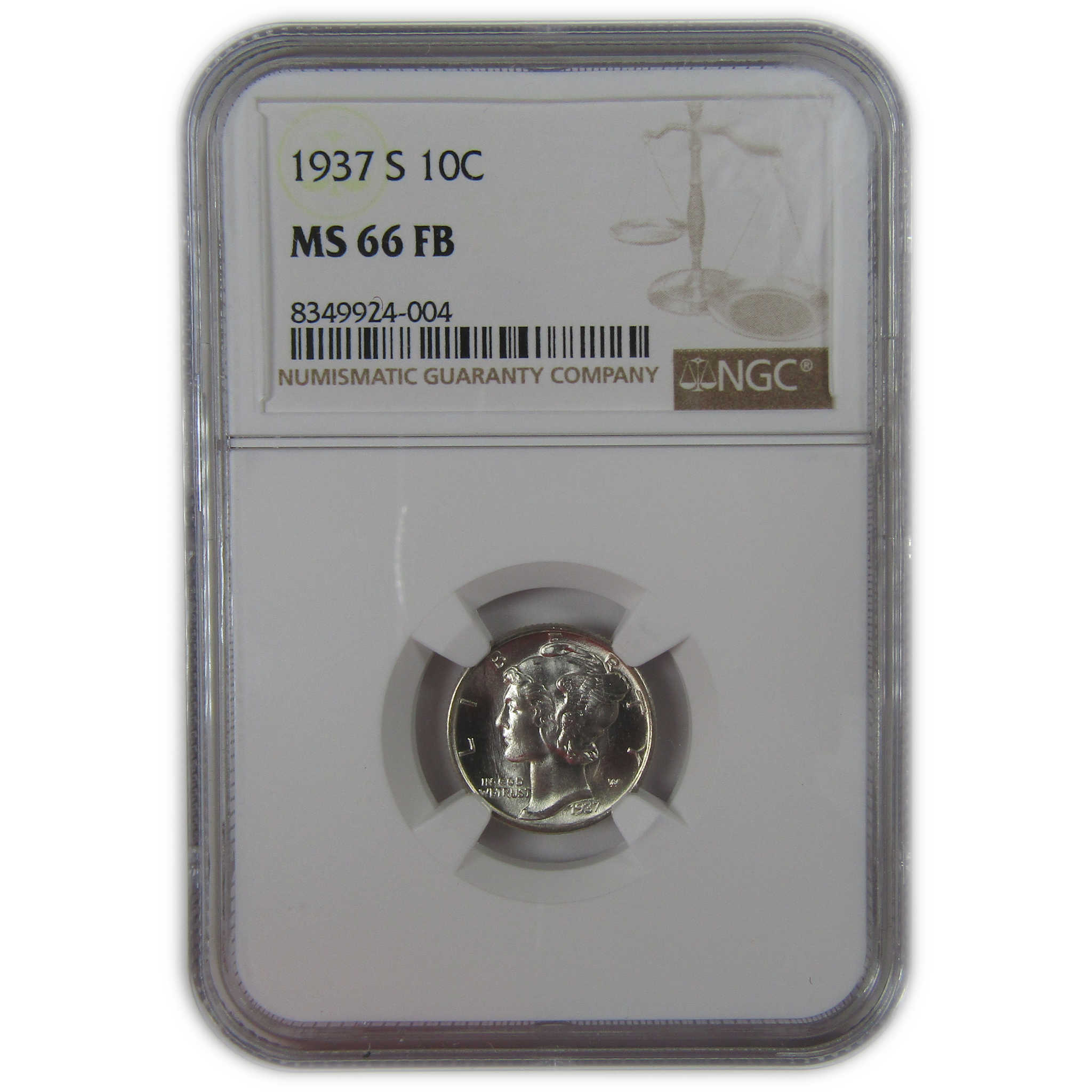 1937 S Mercury Dime MS 66 FB NGC Silver Uncirculated SKU:I23195