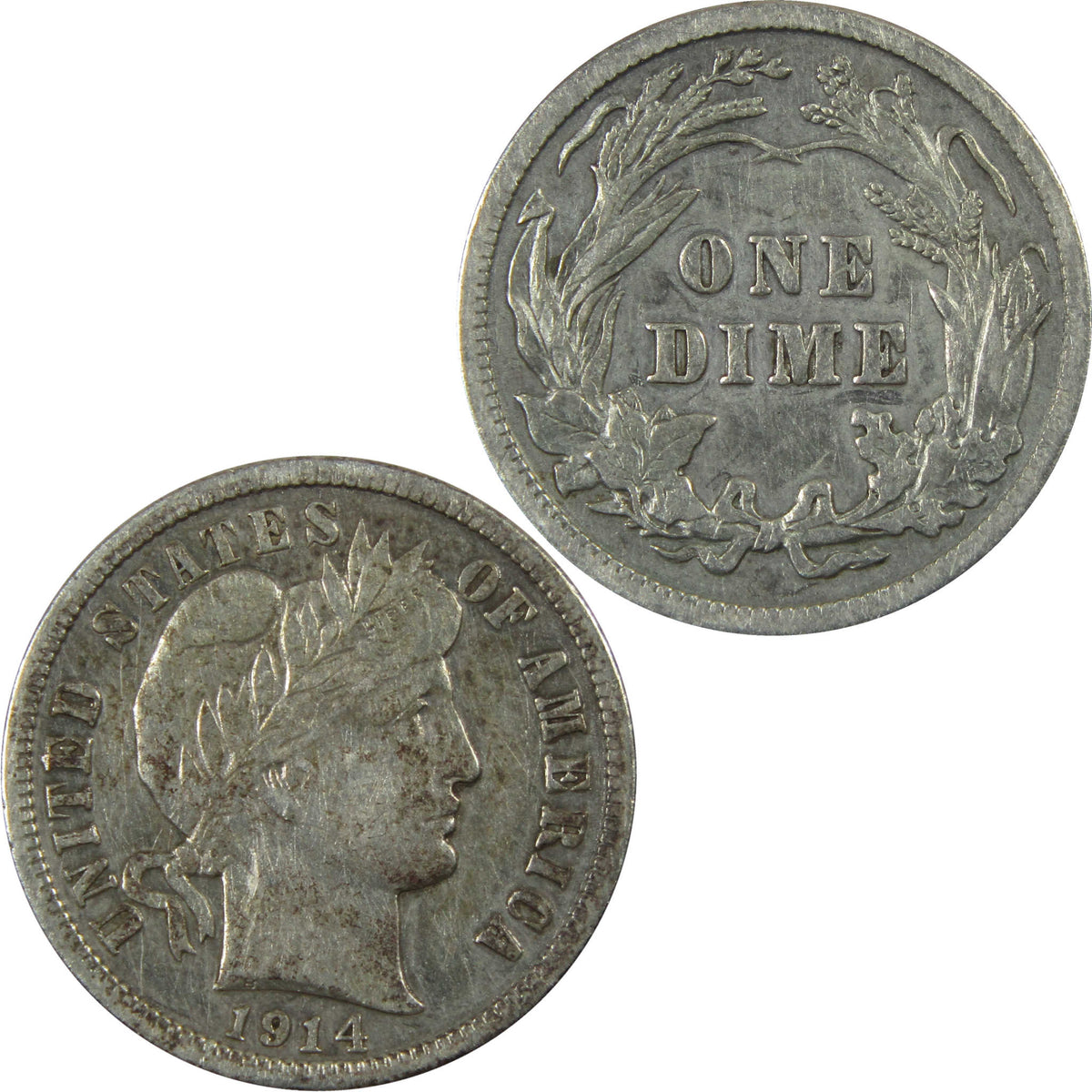 1914 Barber Silver Dime XF EF Extremely Fine Details Coin SKU:I28619