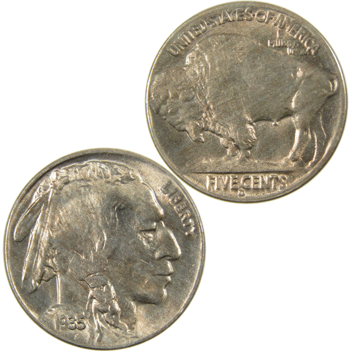 1935 D Indian Head Buffalo Nickel Uncirculated Mint State 5c Coin