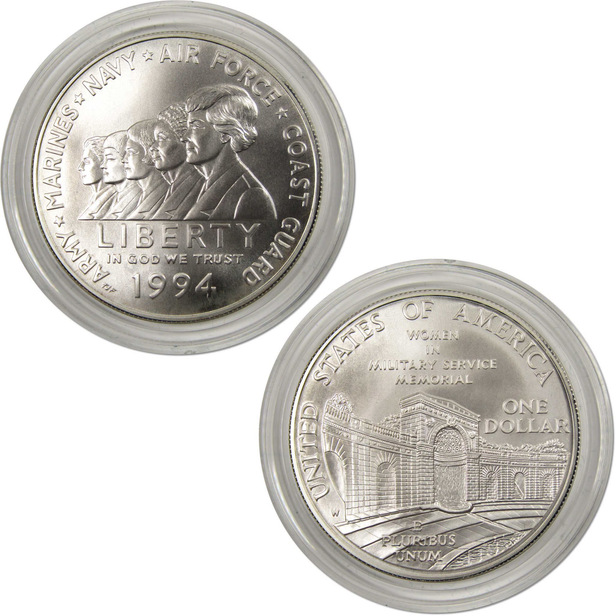 U.S Veterans Commemorative Silver Dollars 3 Piece Set BU $1 OGP COA