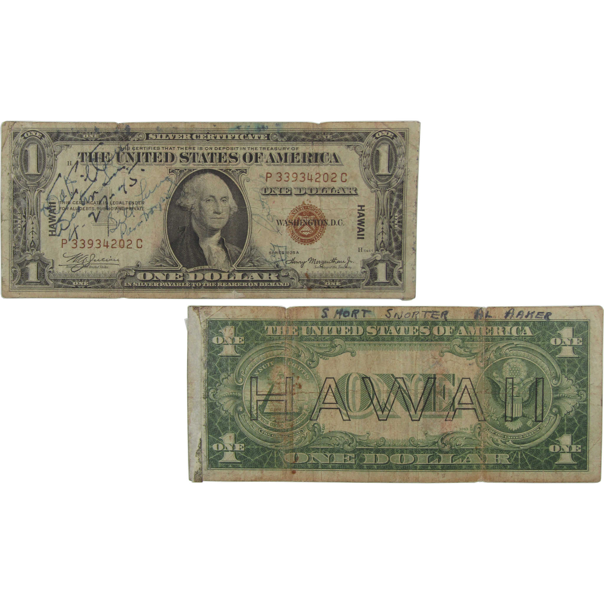 1935 A $1 Silver Certificate Note Hawaii WWII Circulated Short Snorter