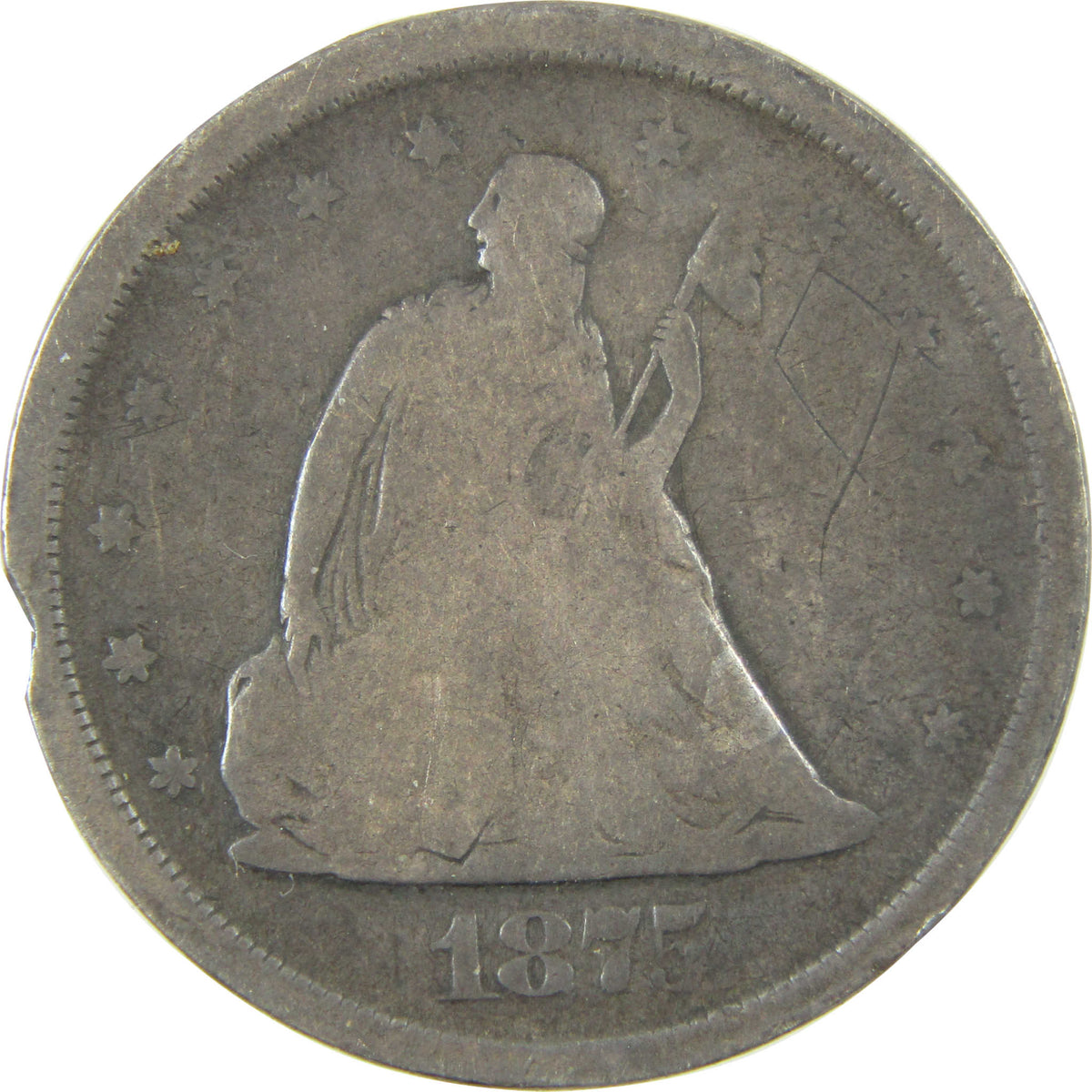 1875 S Seated Liberty Silver 20c G Good Details SKU:CP1768
