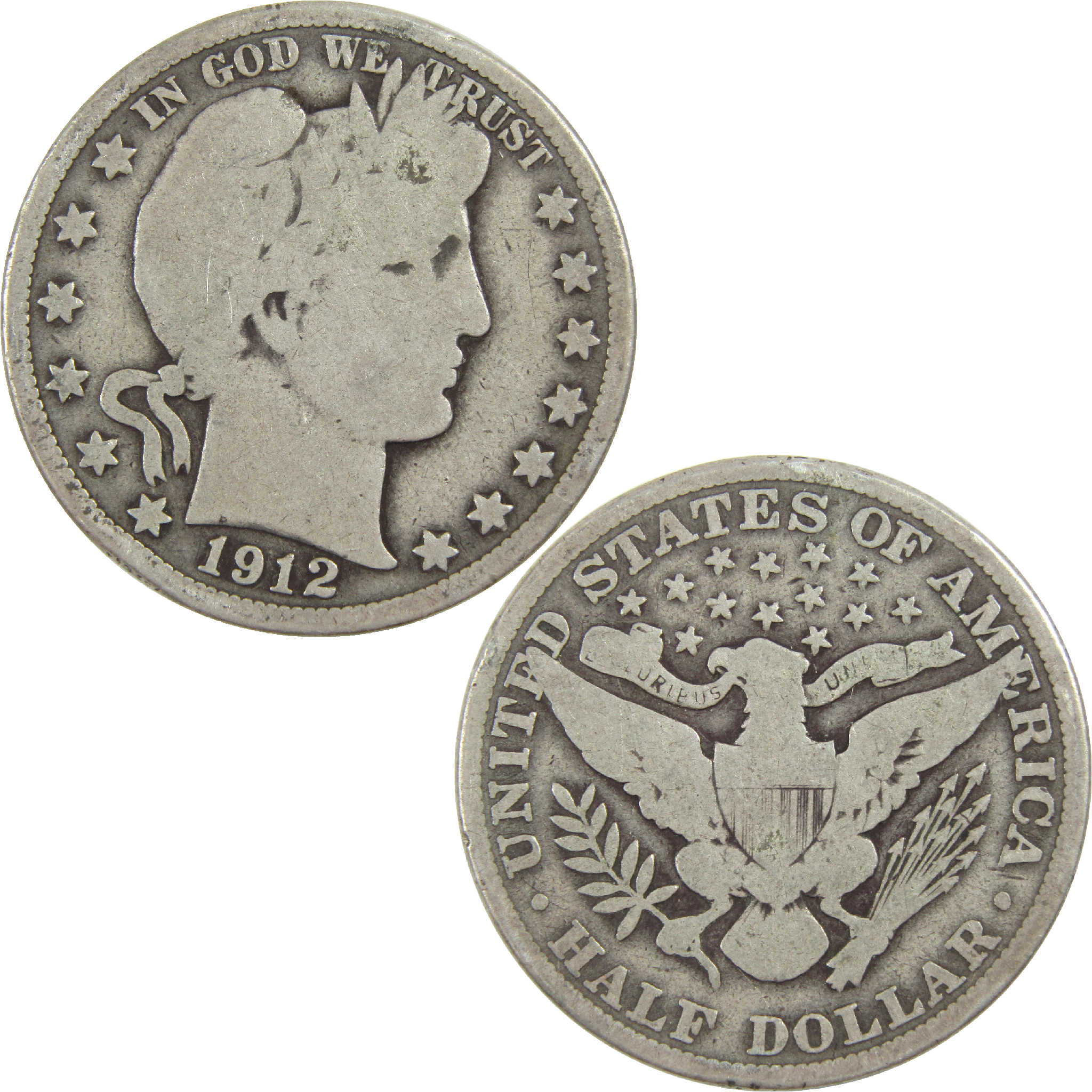 1912 Barber Half Dollar G Good Silver 50c Coin SKU:I13552