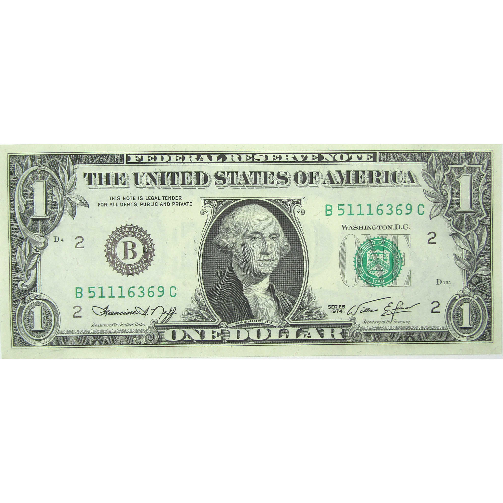 1974 $1 Federal Reserve Note New York NY CCU Choice Crisp Uncirculated