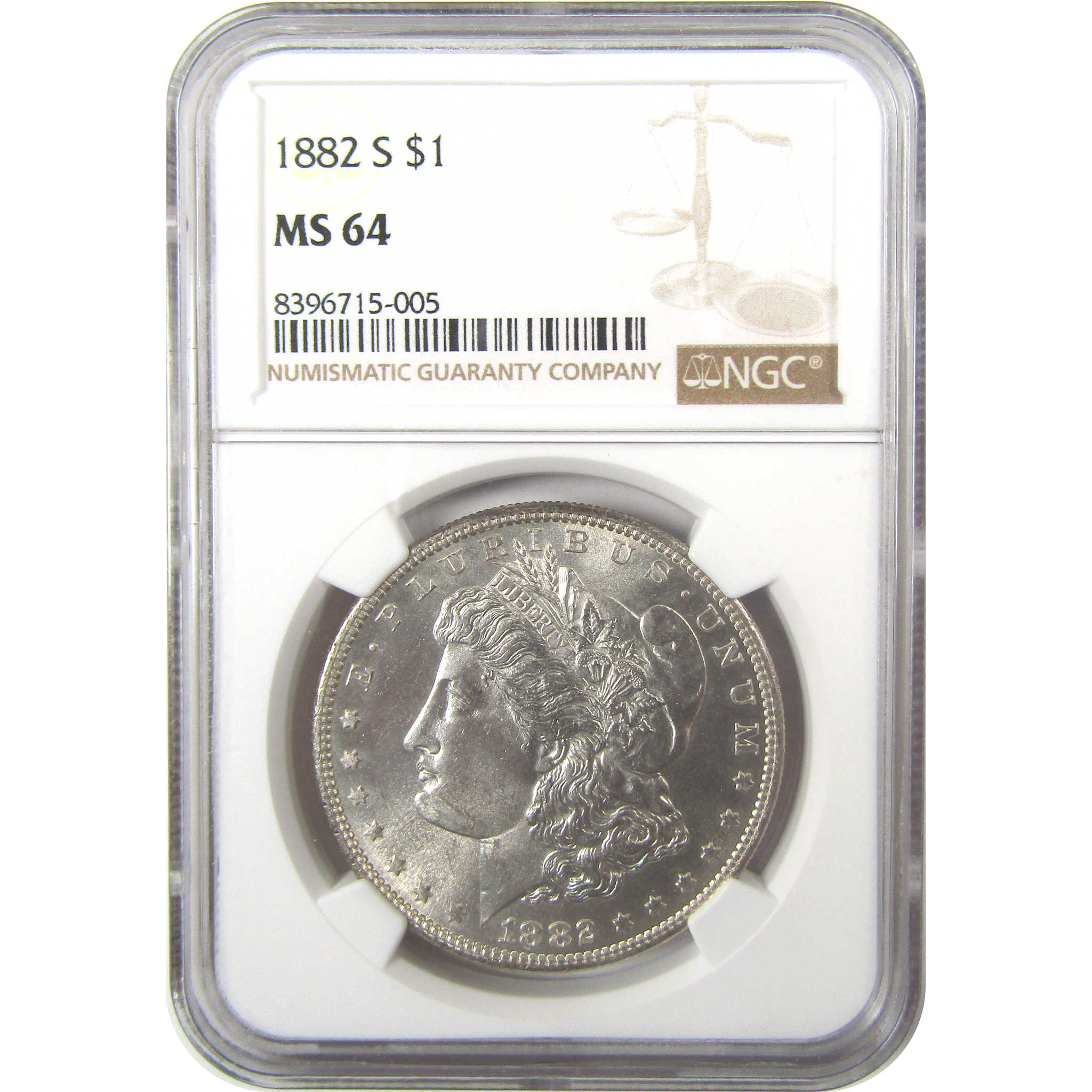 1882 S Morgan Silver Dollar MS 64 NGC Uncirculated $1 Coin SKU:I24094