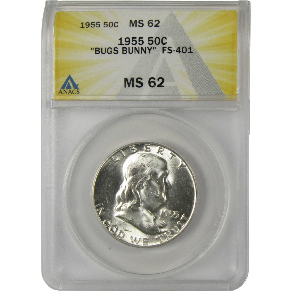 1955 Bugs Bunny FS-401 Franklin Silver 50c MS 62 ANACS SKU:I28773