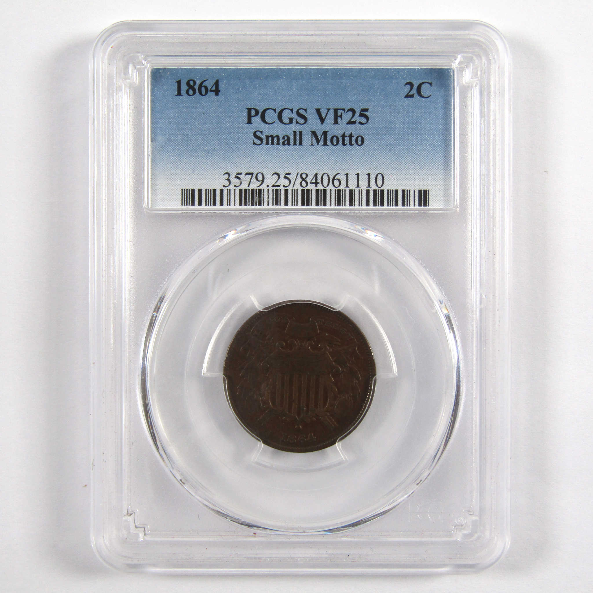 1864 Small Motto Two Cent Piece VF 25 PCGS 2c Coin SKU:I11100