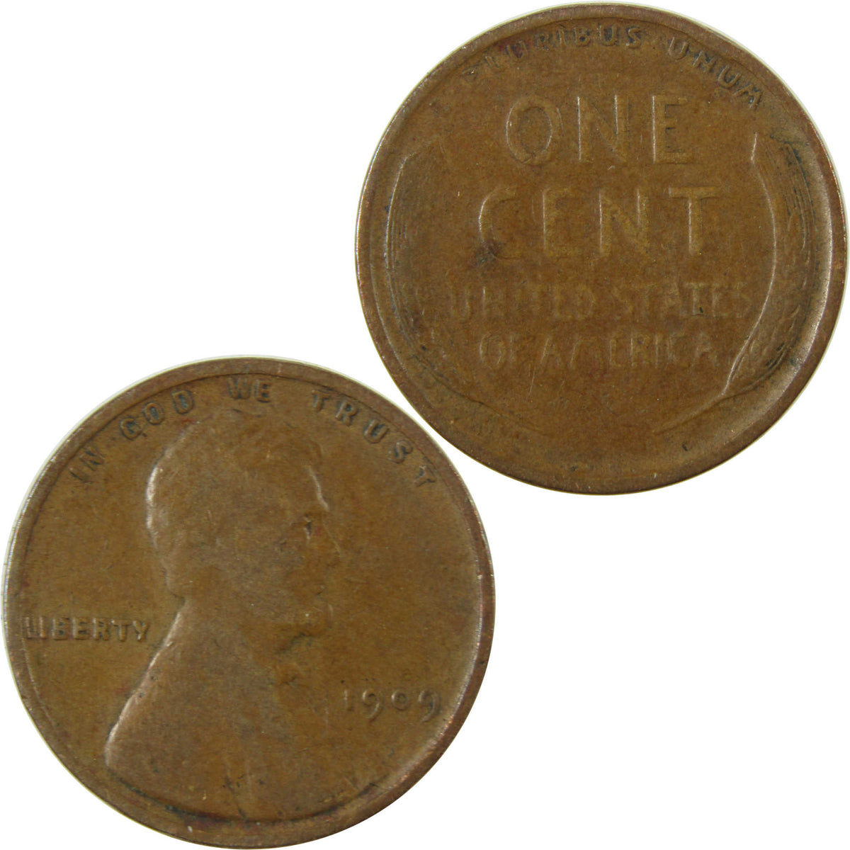 1909 VDB Lincoln Wheat Cent F Fine Penny 1c Coin SKU:I28644