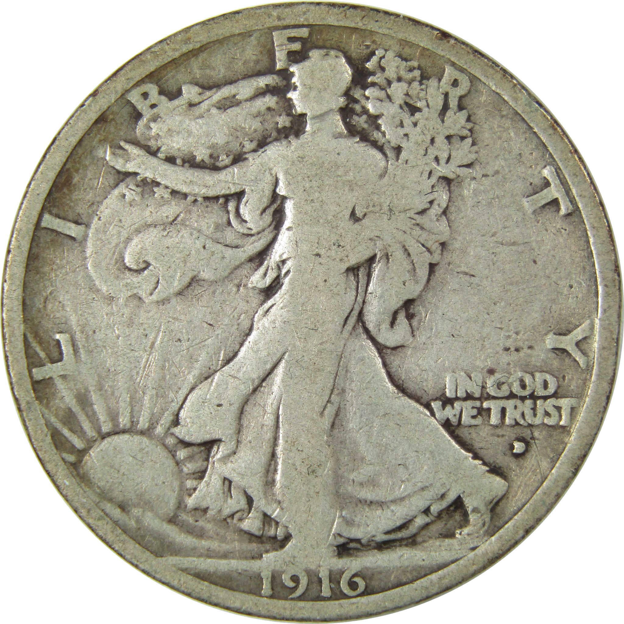 1916 D Liberty Walking Silver Half Dollar VG Very Good SKU:I25821