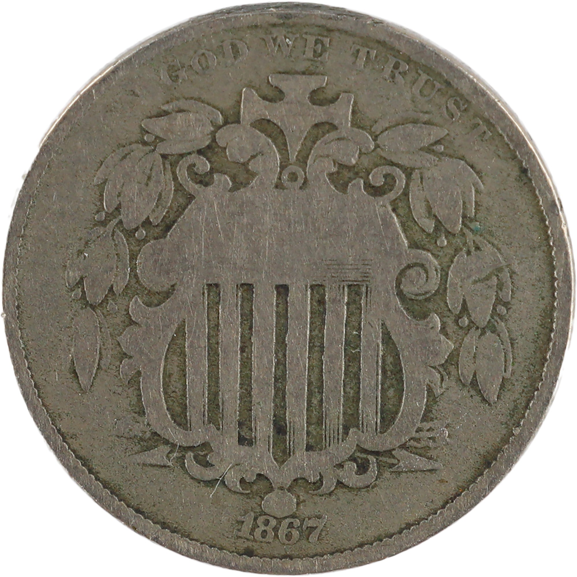 1867 No Rays Shield Nickel G Good 5c Coin SKU:I11964