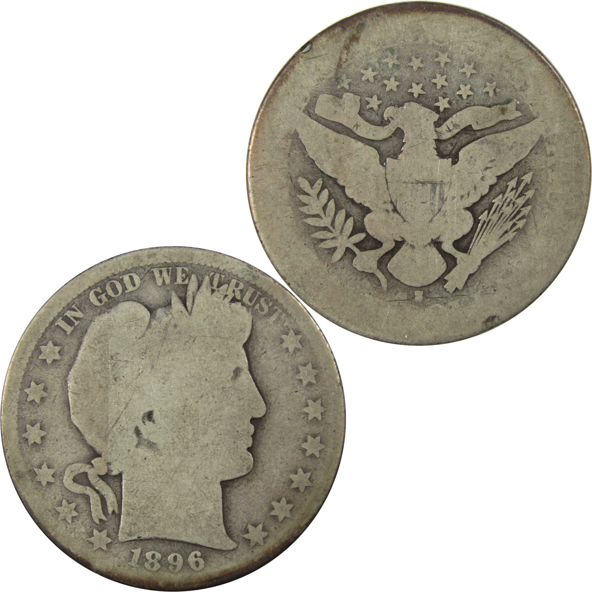 1896 S Barber Silver Half Dollar AG About Good 50c Coin SKU:I25108