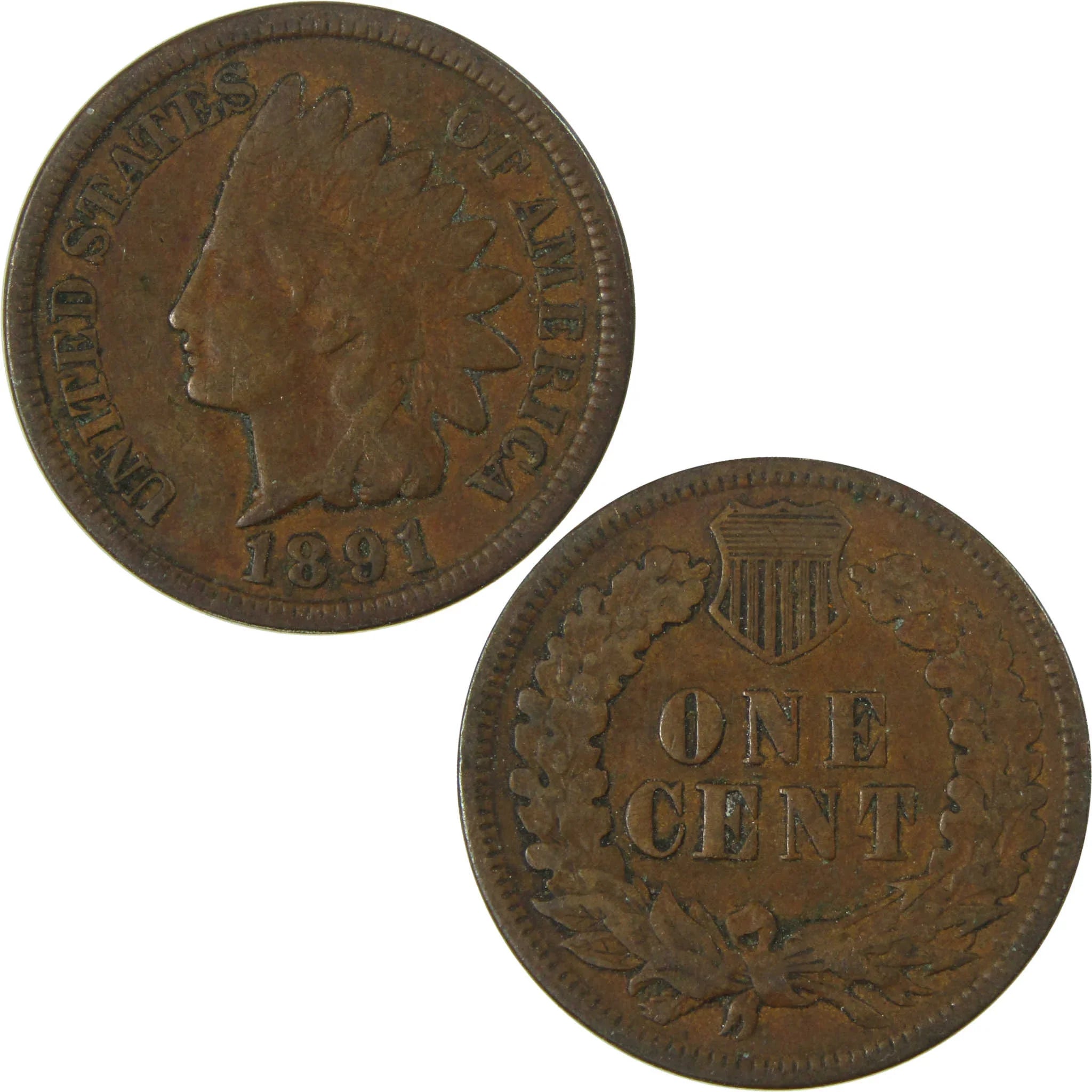 1891 Indian Head Cent VG Very Good Penny 1c Coin SKU:I26984
