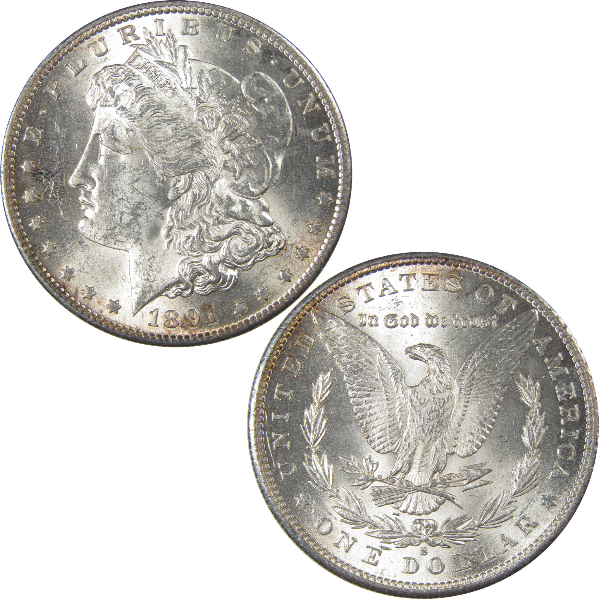 1891 S Morgan Silver Dollar Uncirculated Mint State $1 Coin SKU:I24228 - Morgan coin - Morgan silver dollar - Morgan silver dollar for sale - Profile Coins &amp; Collectibles