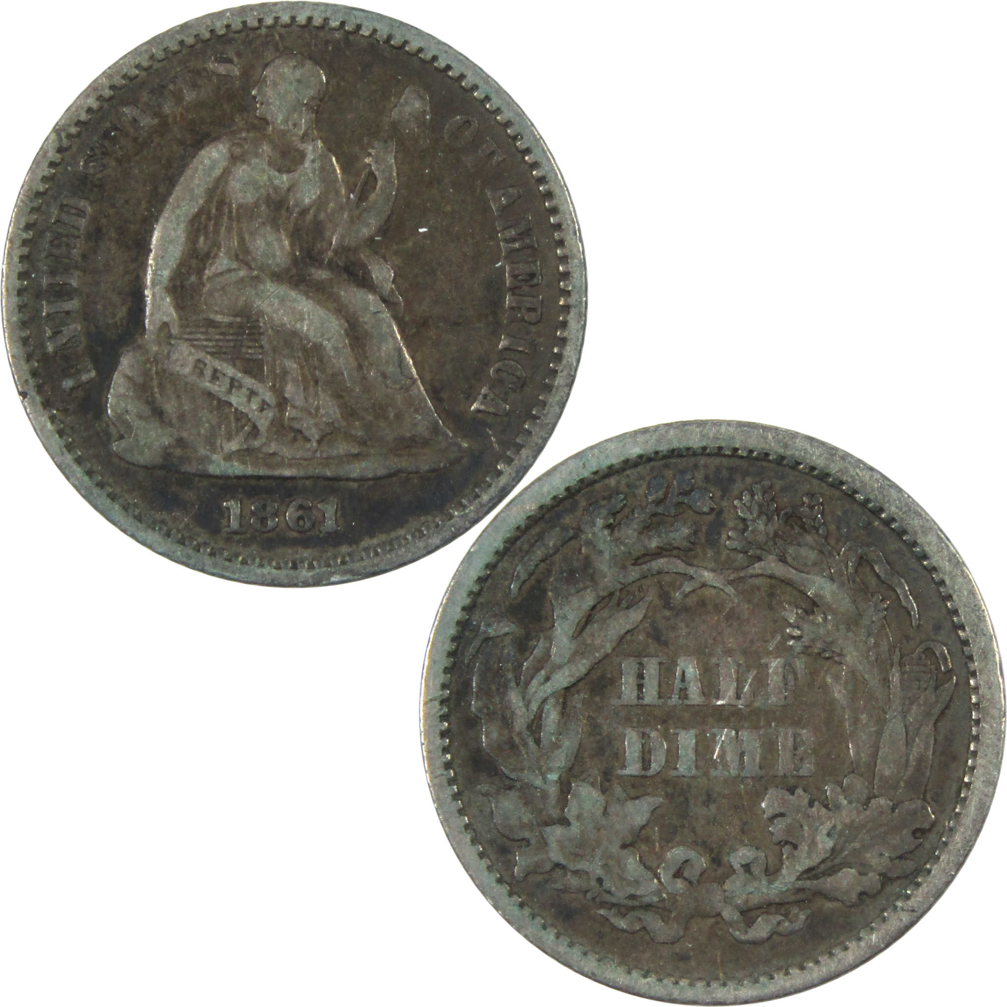 1861 Seated Liberty Half Dime VF Very Fine Silver 5c Coin SKU:I14814