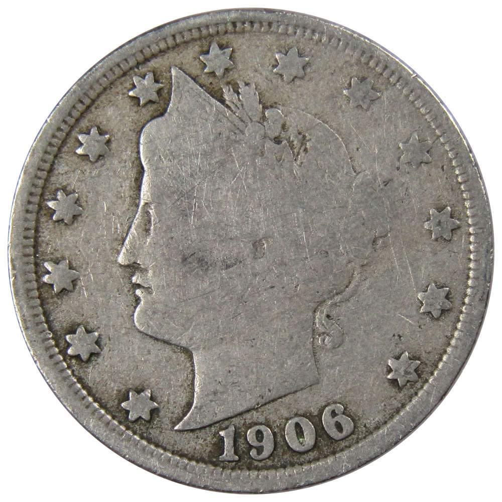 1906 Liberty Head V Nickel G Good 5c Coin Collectible