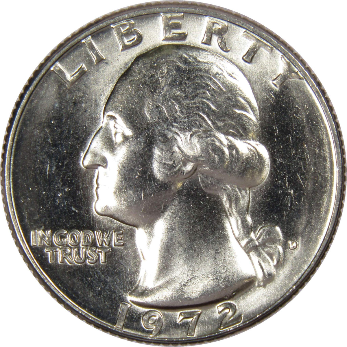 1972 D Washington Quarter Clad Uncirculated Mint State 25c Coin