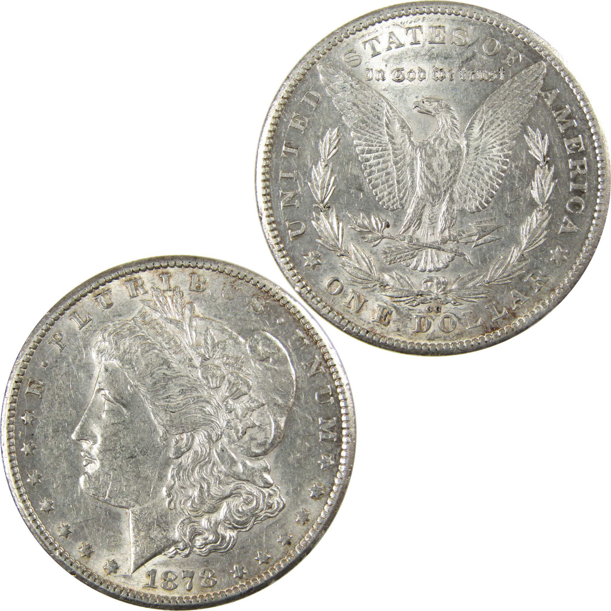 1878 CC Morgan Silver Dollar AU About Uncirculated $1 Coin SKU:I26016 - Morgan coin - Morgan silver dollar - Morgan silver dollar for sale - Profile Coins &amp; Collectibles