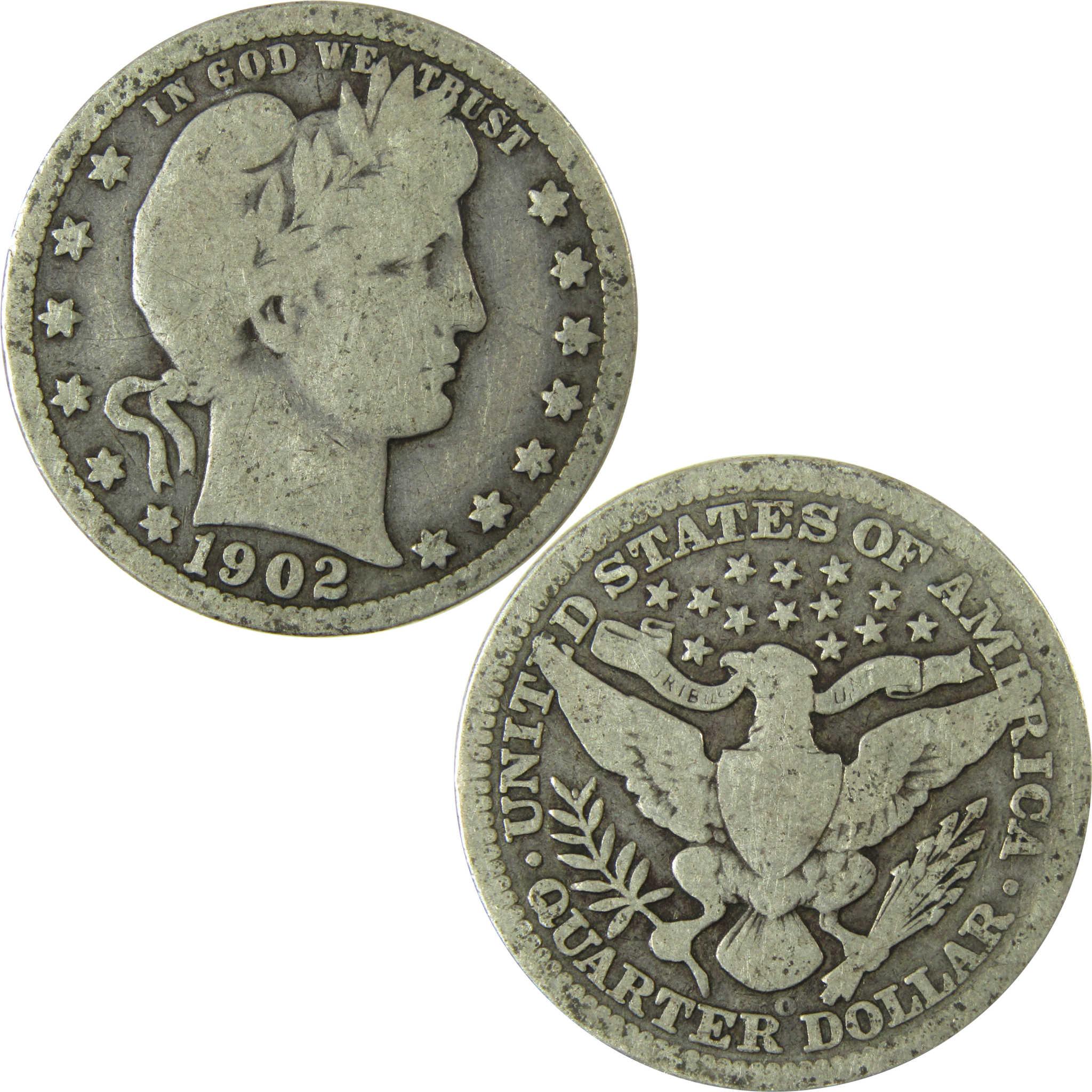 1902 O Barber Silver Quarter VG Very Good 25c Coin SKU:CP874