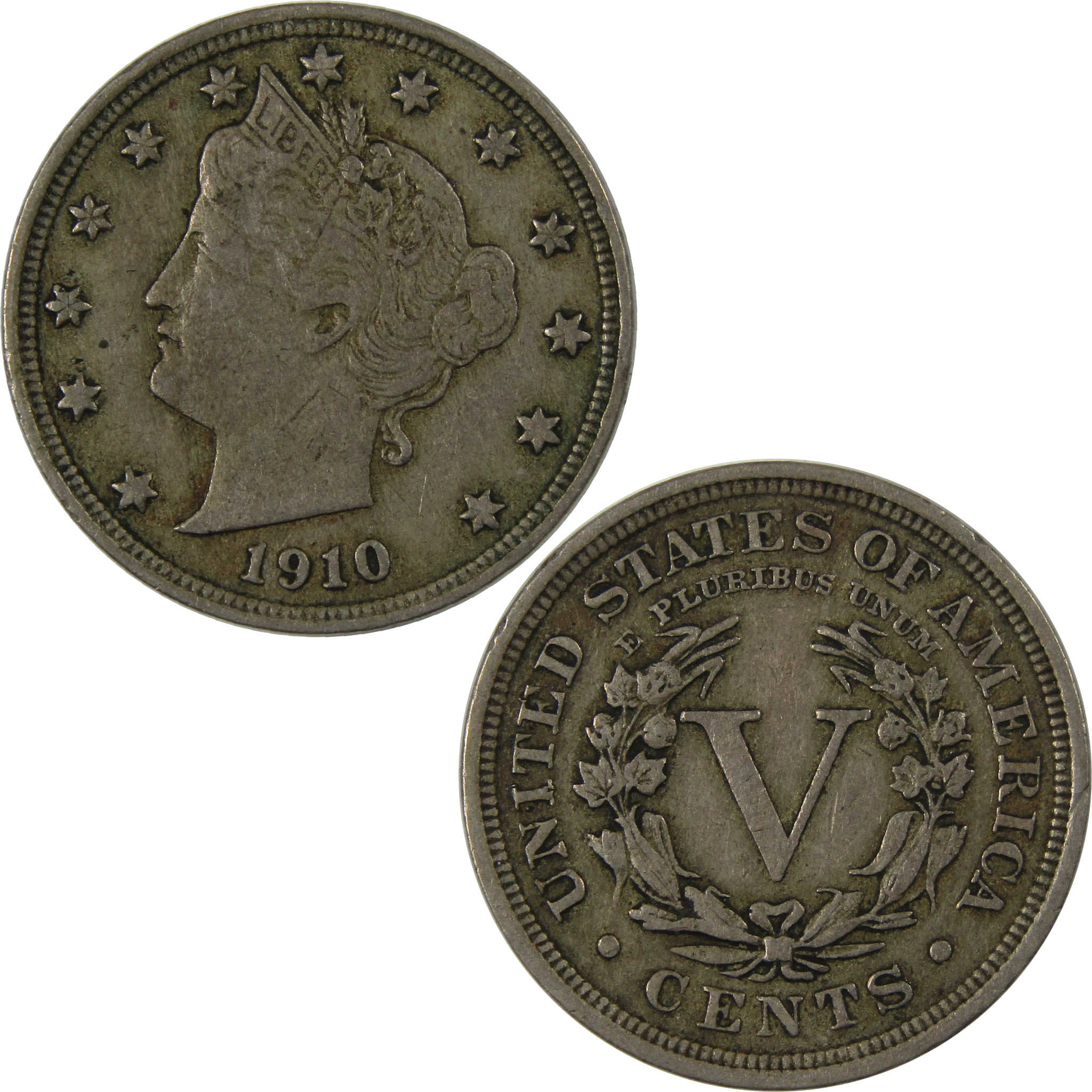 1910 Liberty Head V Nickel XF EF Extremely Fine 5c Coin SKU:I23466