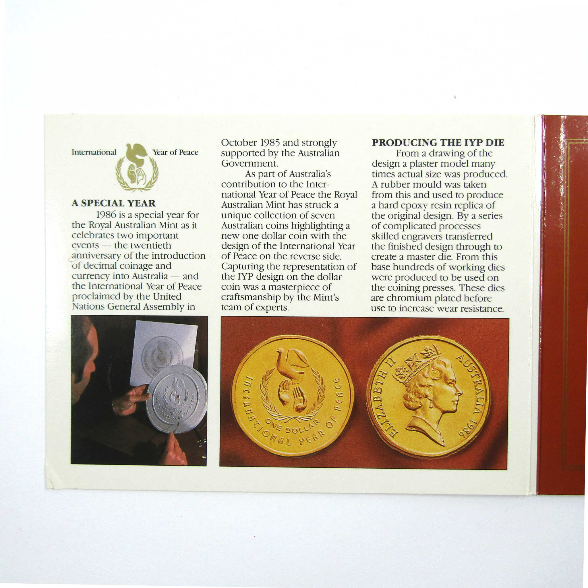 1986 Australian Year of Peace Uncirculated Coin Collection SKU:CPC6217
