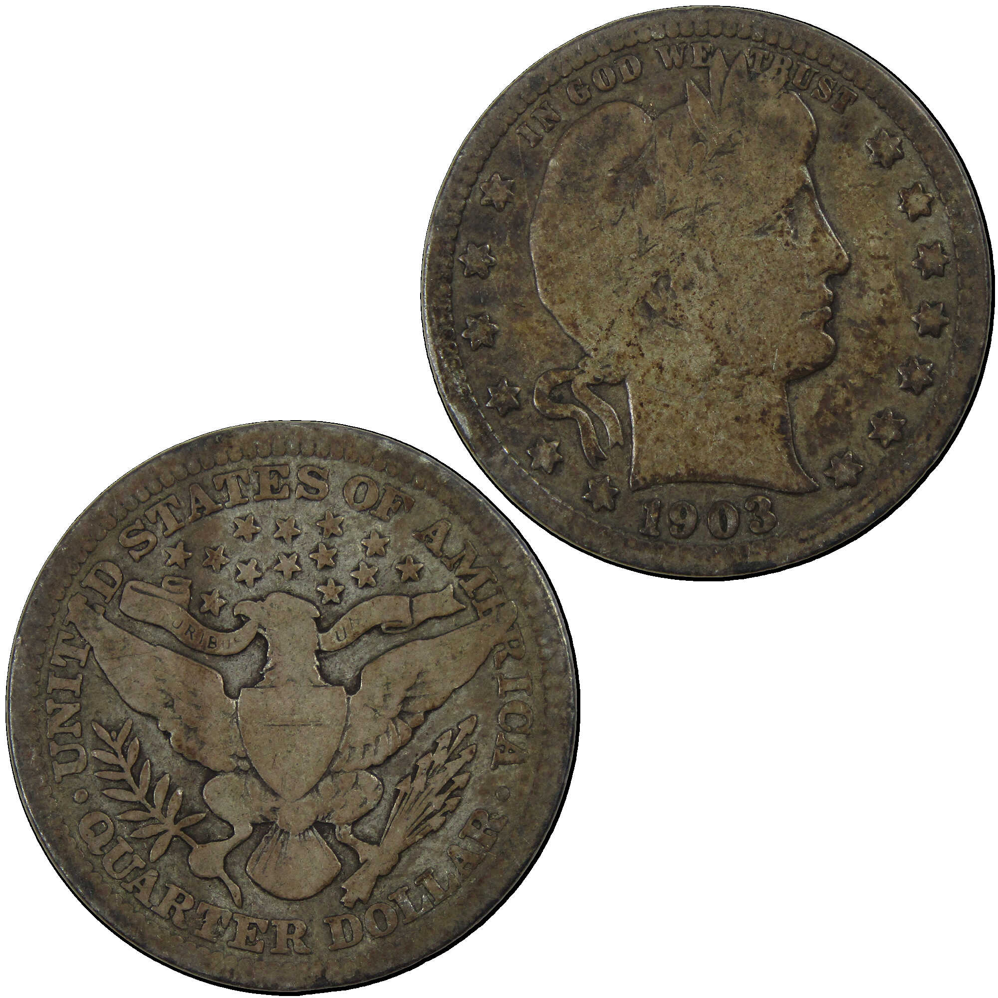 1903 Barber Quarter VG Very Good Silver 25c Coin SKU:I12739