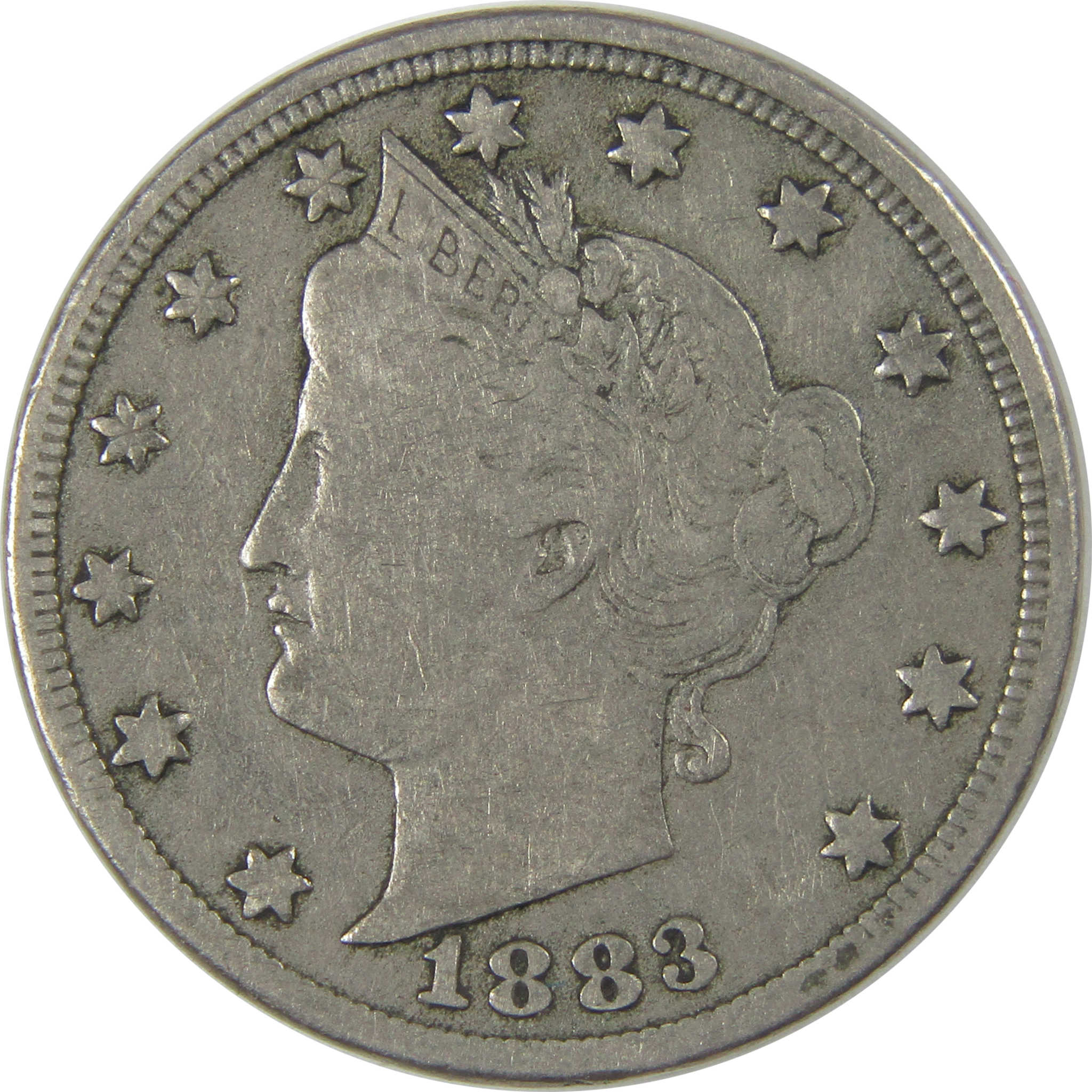 1883 With Cents Liberty Head V Nickel F Fine 5c Coin SKU:CP10