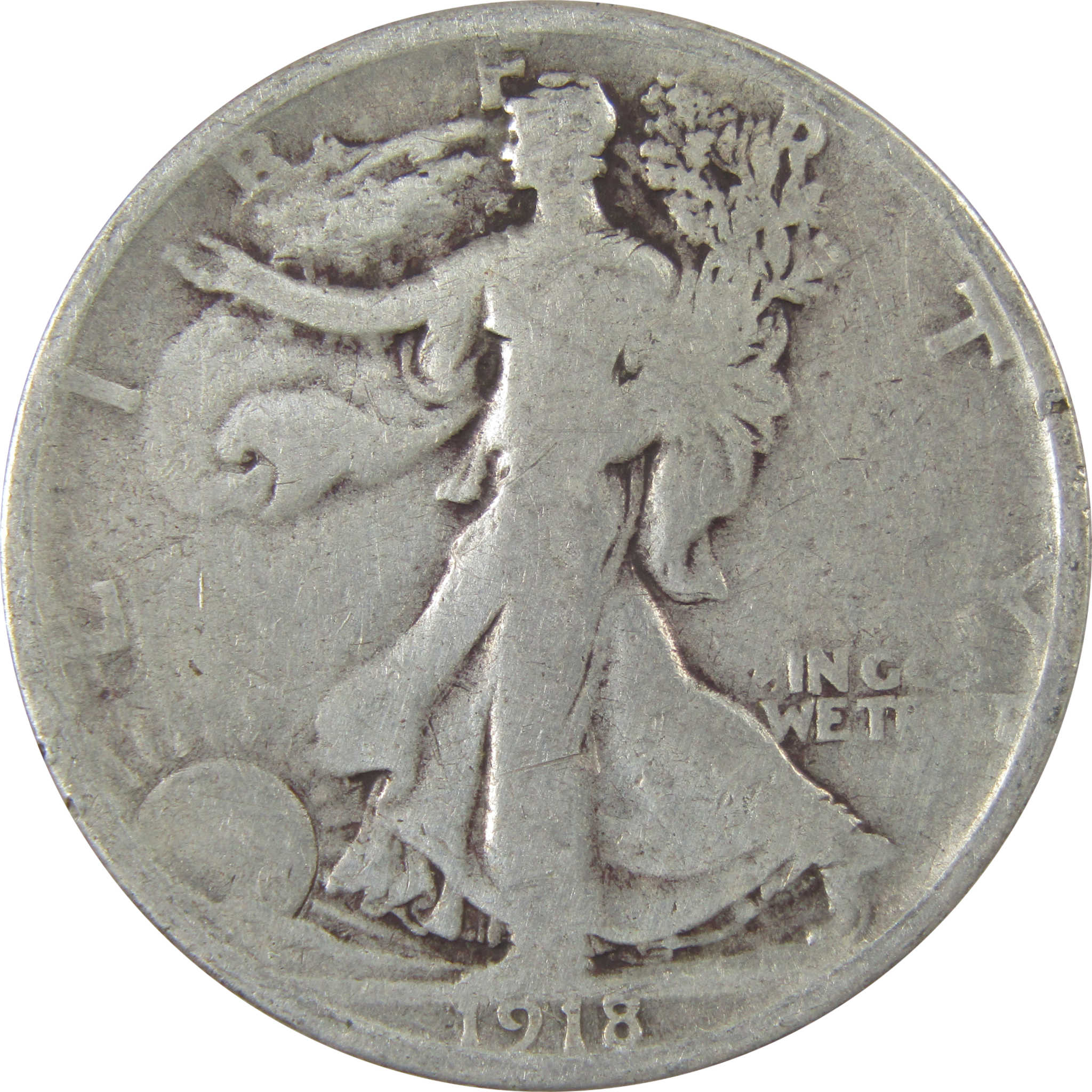 1918 S Liberty Walking Silver Half Dollar VG Very Good Coin SKU:I24157